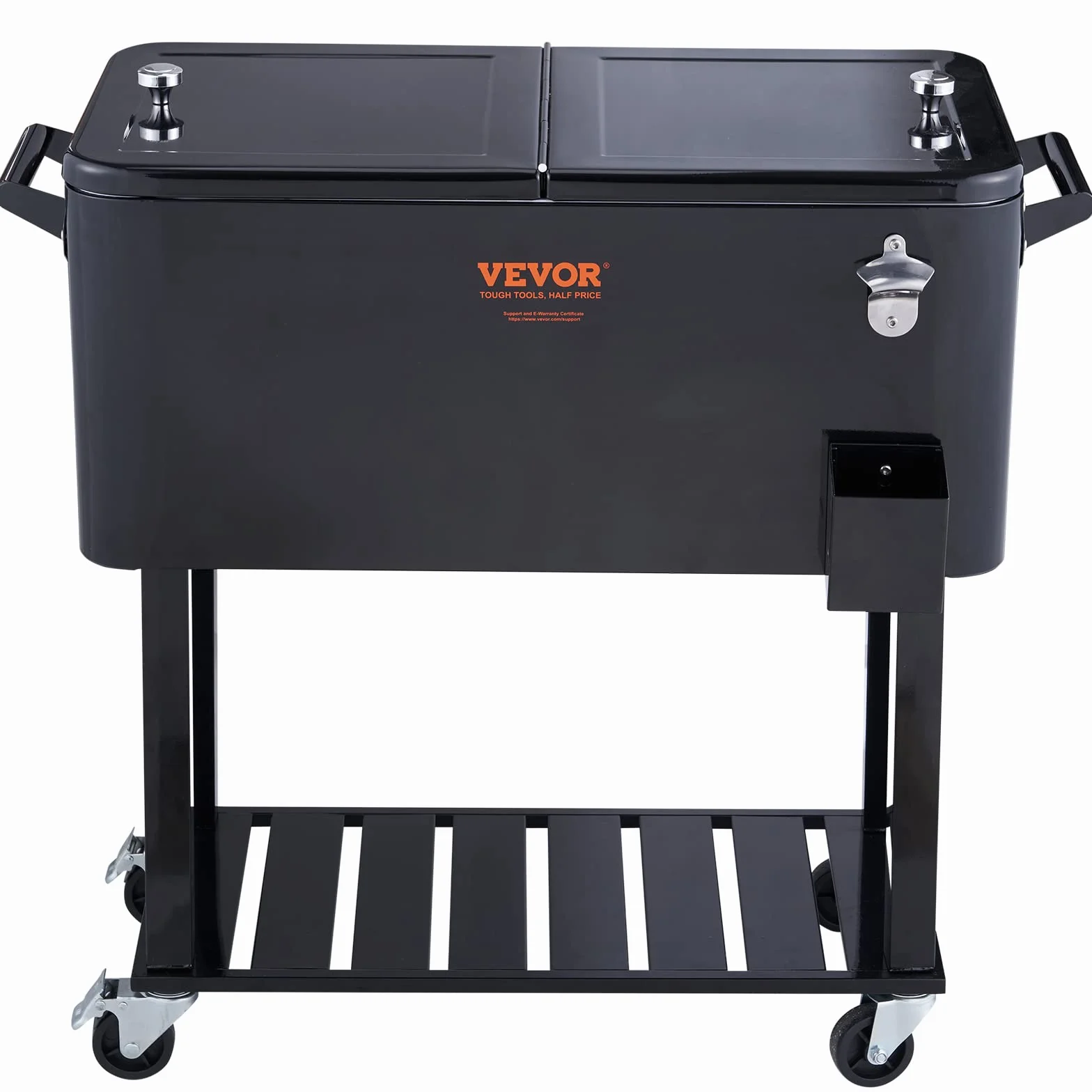 VEVOR Carrello Mobile Bar Mini Frigo Isotermico 80QT per Bevande con Apribottiglie per Feste Esterno