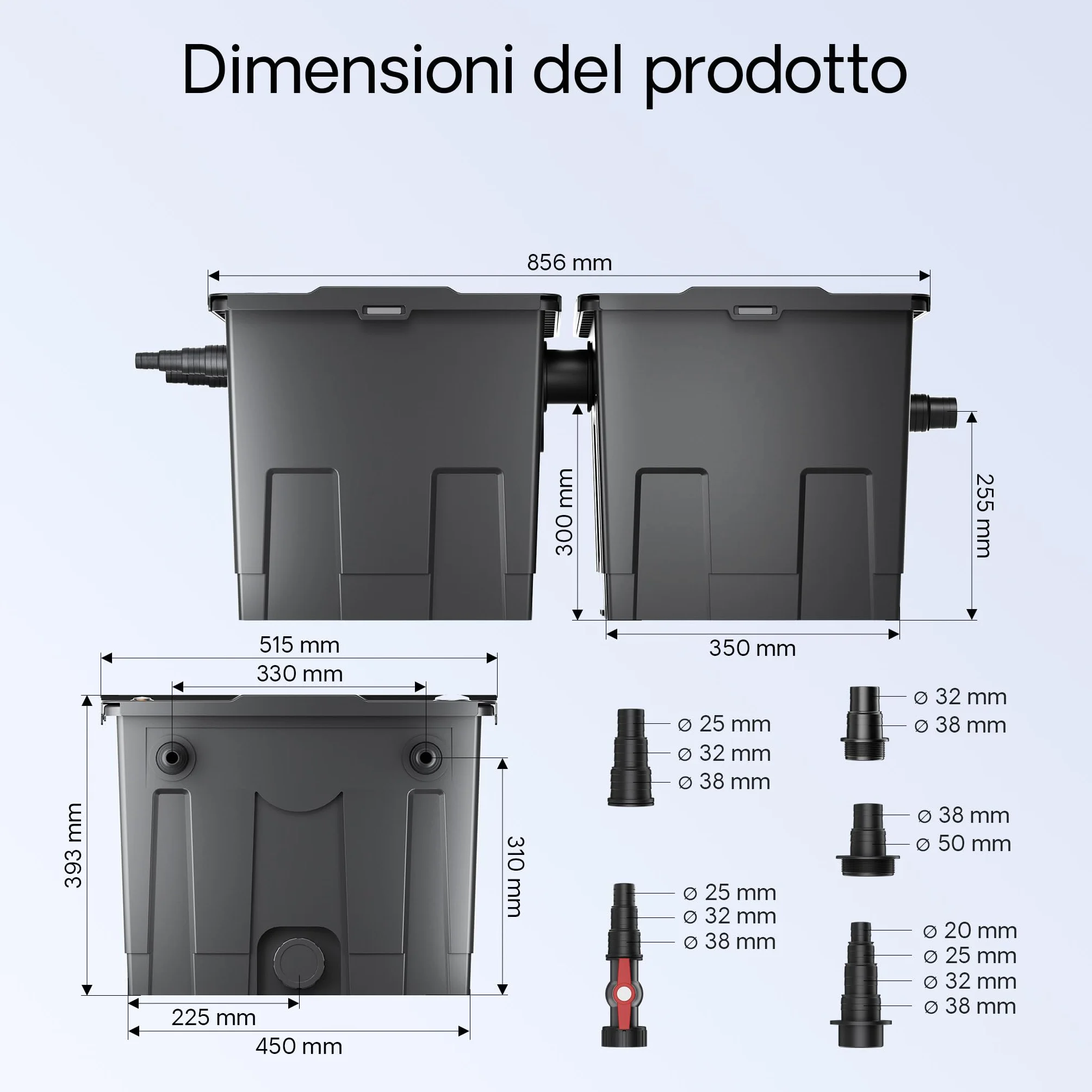 SunSun set per laghetti filtro a 2 camere 60000lchiarificatore UVC serie 3 da 18W