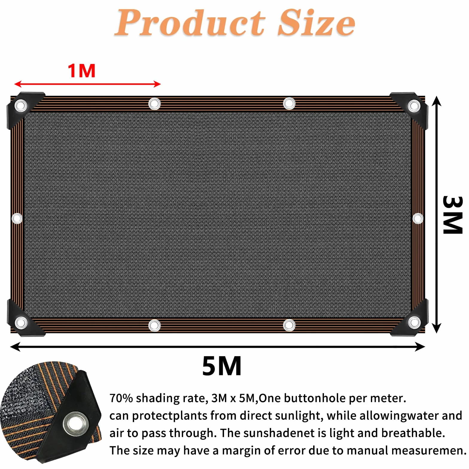 QLOFEI Rete Ombreggiante con Occhielli 50% Anti UV Telo Ombreggiante Occhiellato 3x5m