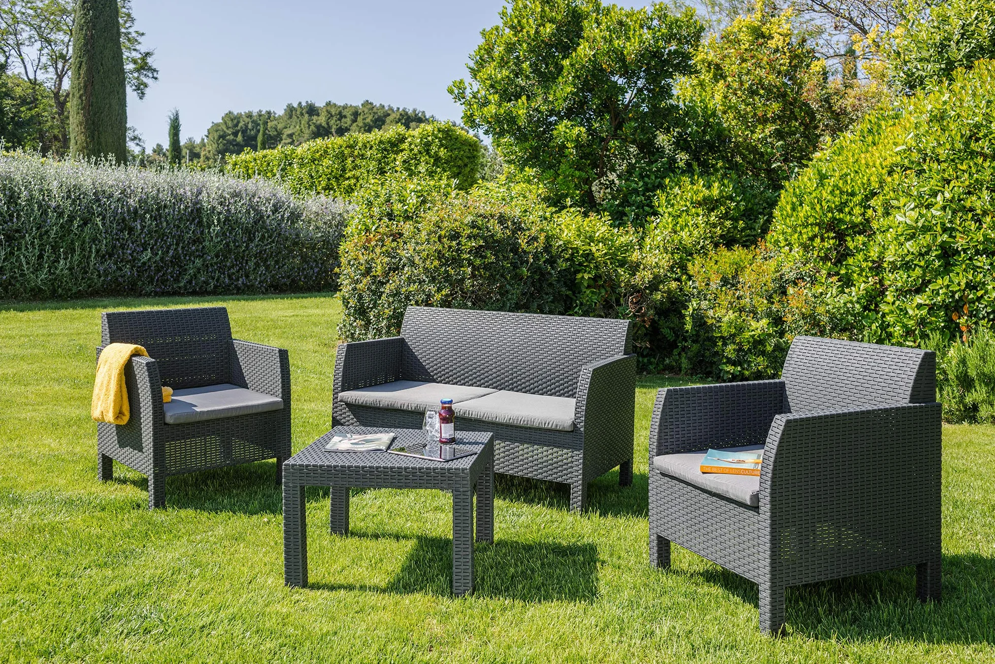 Toomax Matilde 4-posti set salotto da giardino antracite plastica effetto rattan