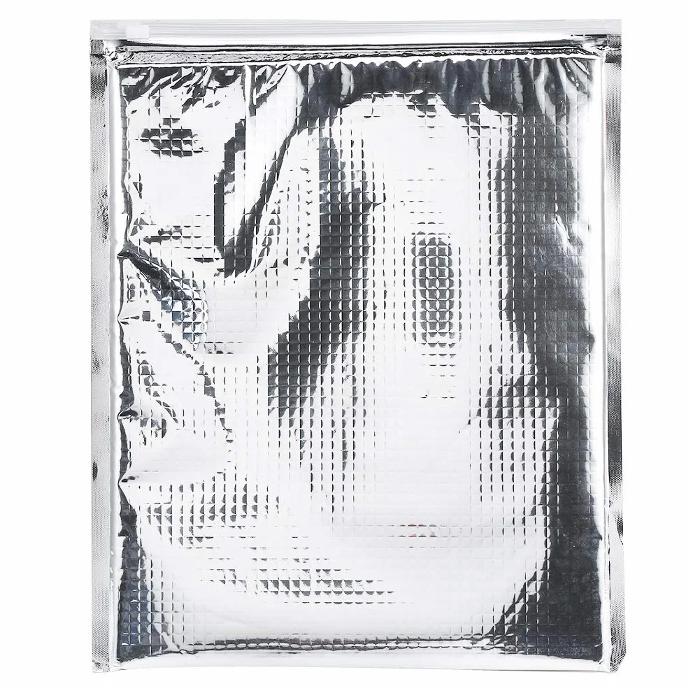 Borse isolate termiche alluminio autosigillanti spesse 30x35 cm set 5 pezzi argento
