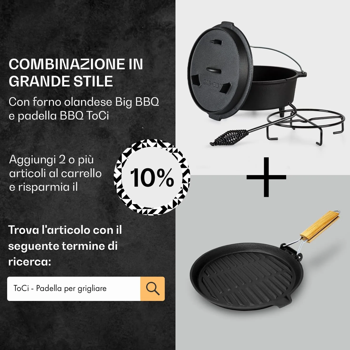 Griglia Dutch Oven in ghisa | Pentola in ghisa già rodata | Dutch oven di massima qualità con sollevatore coperchio | con e senza gambe, Ghisa, nero, 12er - 9.0qt - Füße