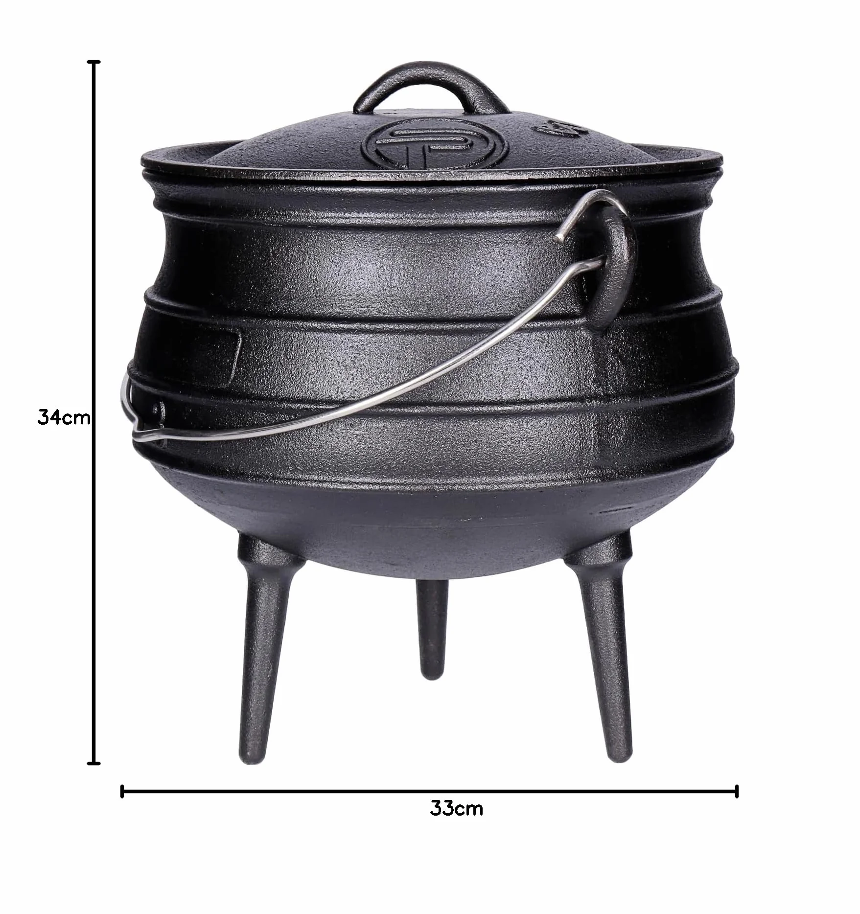 TP BBQ Potjie - Bollitore per fuoco sudafricano in ghisa, forno olandese con coperchio e piedini, pentola per stufare, cucinare, accessorio da campeggio per cooking all'aperto, ca. 8 litri (Pot 3)