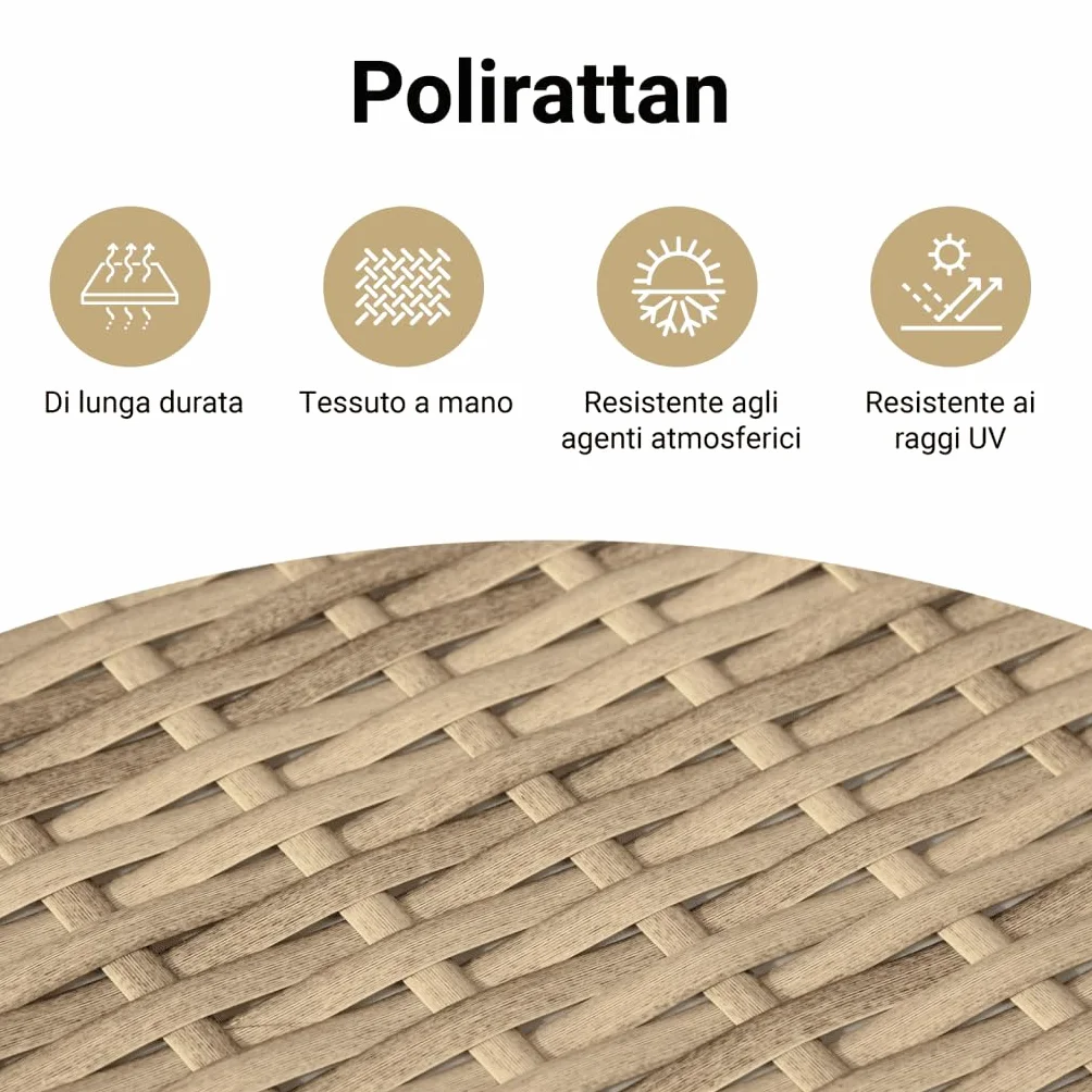 vidaXL Panca da Giardino con Cuscino Beige in Polyrattan e Acacia