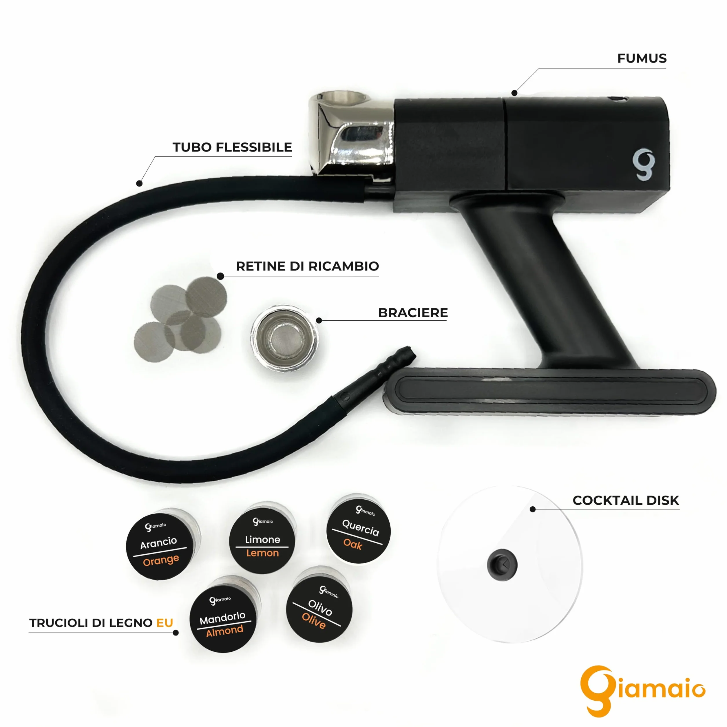 Fumus Affumicatore da Cucina 5 Gusti Trucioli Affumicatura 2 Velocità Smoker Whisky Disco Cocktail Ricettario