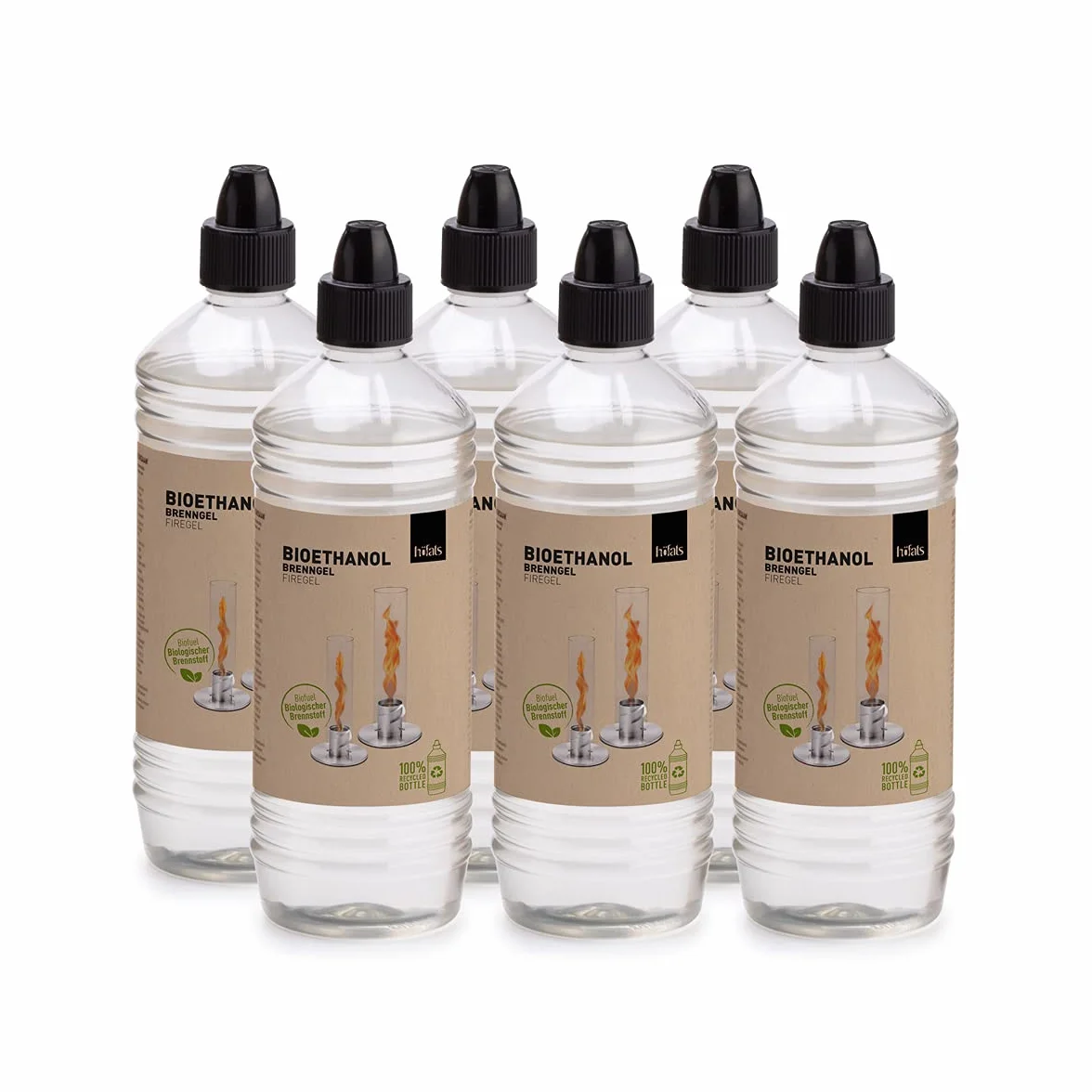 höfats - SPIN bioetanolo gel - Etanolo senza fumo e fuliggine 6x1 litro - Bioetanolo combustibile per SPIN 90 | 120 Camino da Tavolo, camino bioetanolo