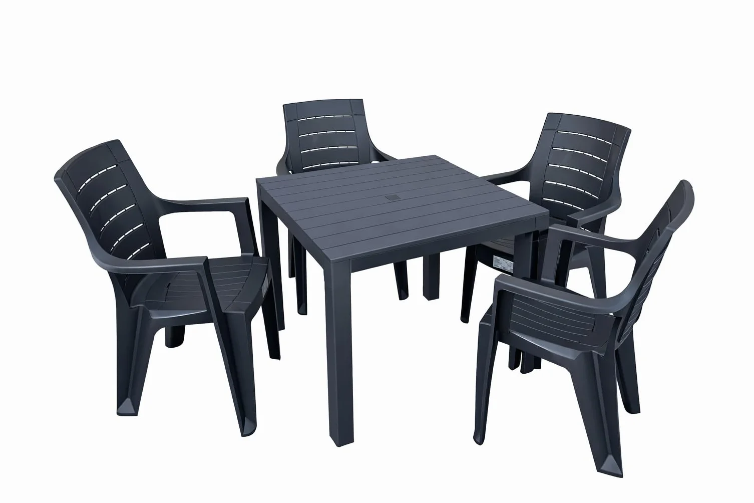 Set Tavolo da Giardino 80x80 cm con 4 Sedie – Tavolo Quadrato da Esterno in Resina – Colore Antracite