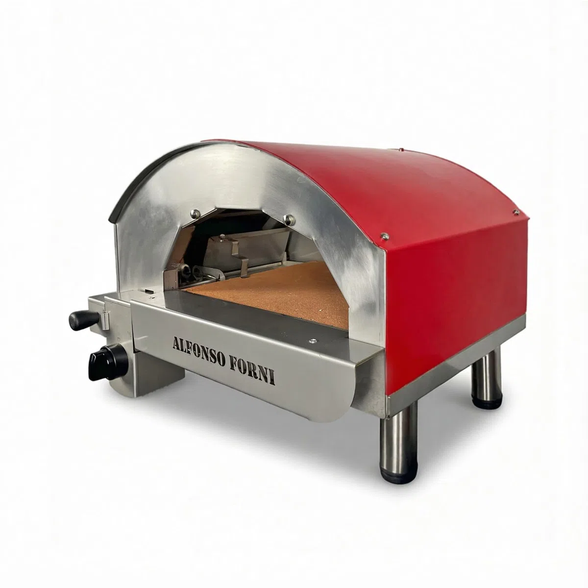 Forno pizza ibrido gas/legna Alfonsino acciaio inox AISI 304 piano biscotto 40x40 cm 500°C