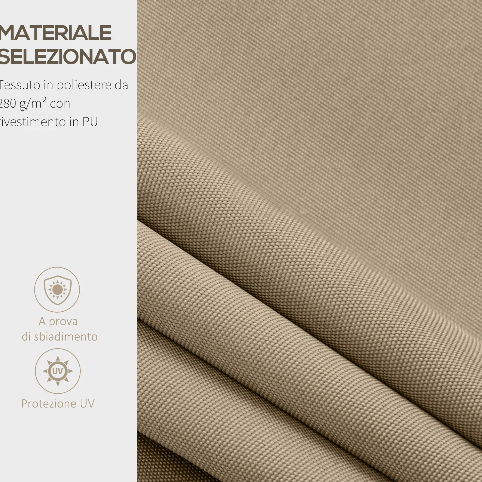 Outsunny Telo di Ricambio per Tenda Parasole Retrattile, Tessuto 4x2.5 m Poliestere Anti UV 30+, Beige