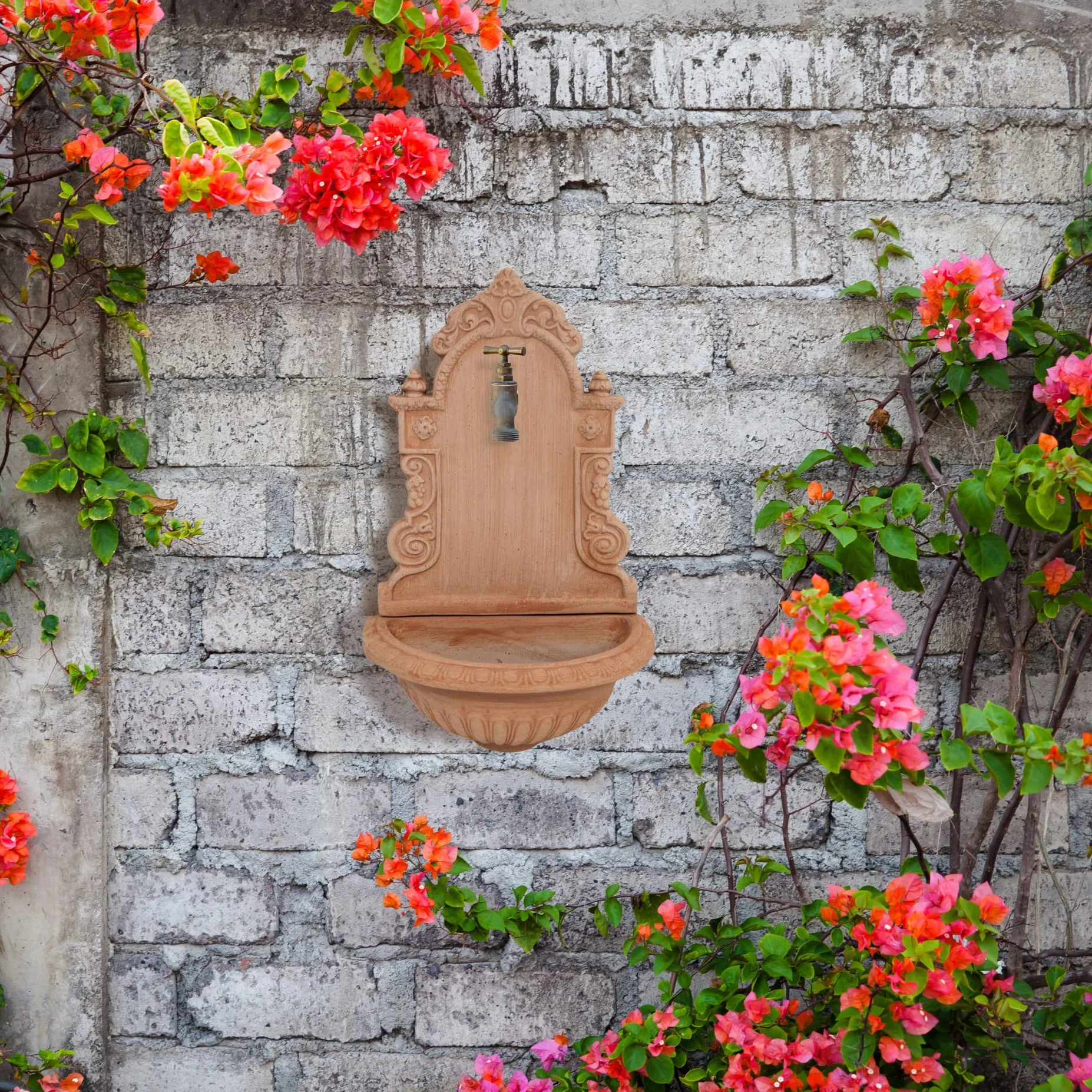Biscottini Fontana da giardino esterno L40xPR24xH64 - Fontana da Giardino in Terracotta - Fontanella da giardino - Fontane da Giardino