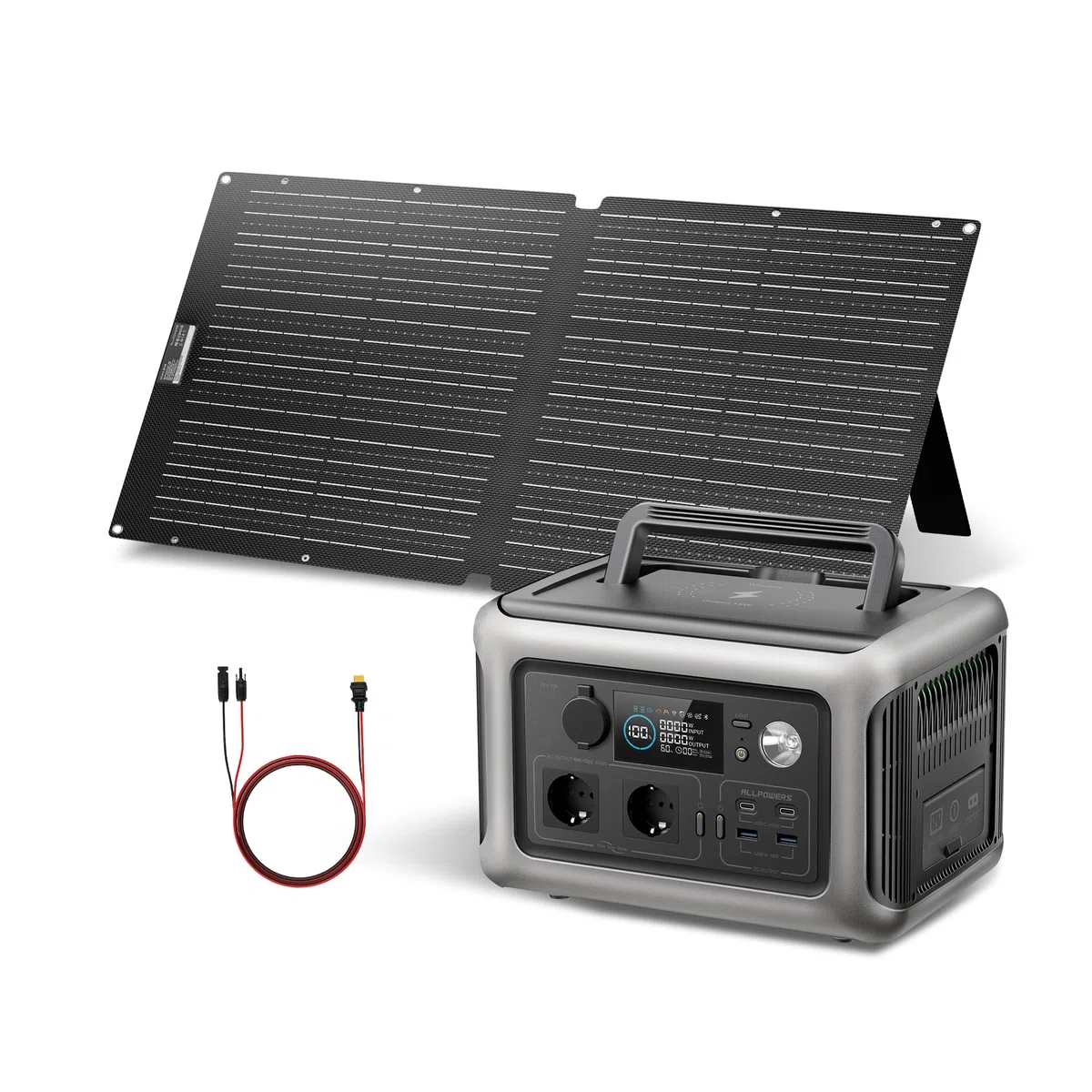 ALLPOWERS 299Wh 600W Centrale Elettrica Portatile con Pannello Solare da 100W, R600 Batteria LiFePO4 Generatore Solare, Generatore di Corrente Portatile UPS, per Campeggio, Viaggi, Emergenze