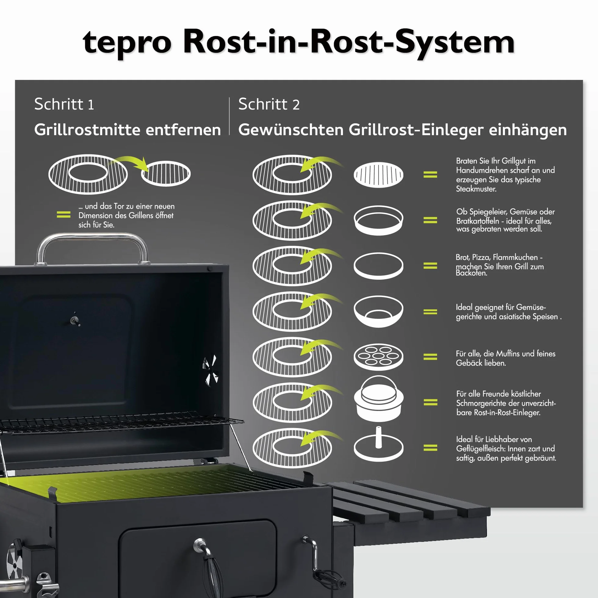 Tepro Barbecue a carbonella Toronto Click antracite/acciaio inossidabile