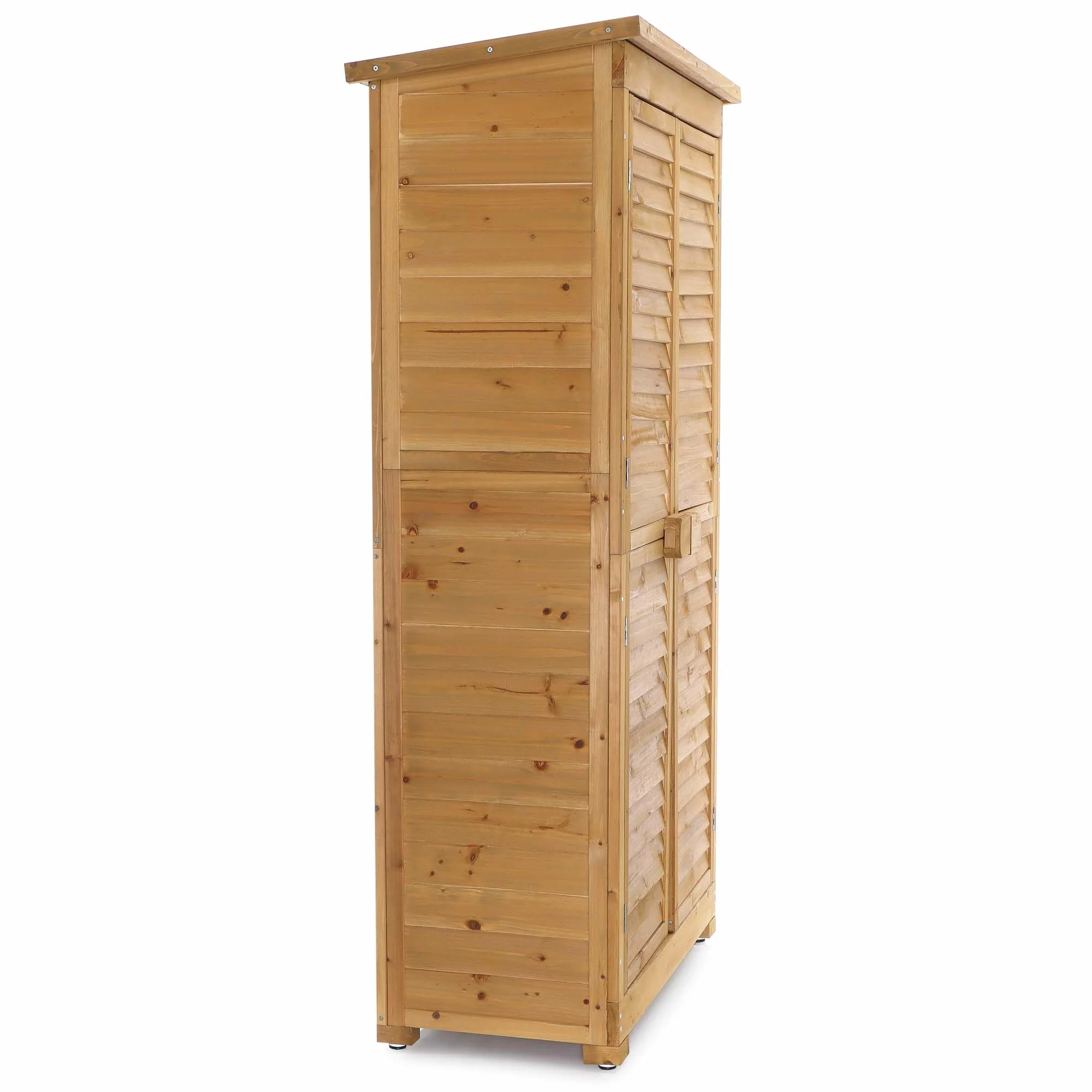 Wiltec Armadio da giardino con ante battenti a persiana 870x465x1600 mm legno di abete con tetto in bitume