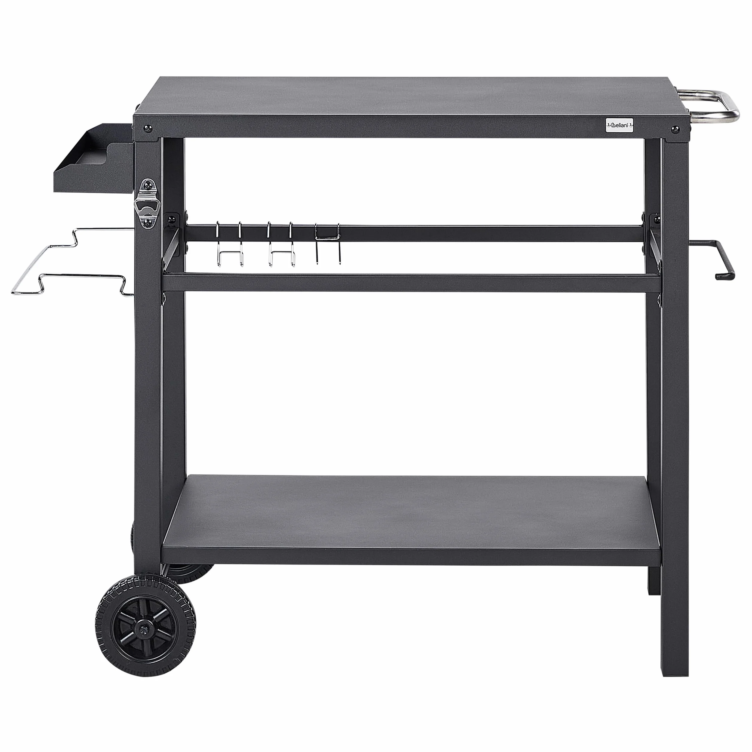 Beliani Carrello portavivande da Giardino con Ruote in Acciaio Nero