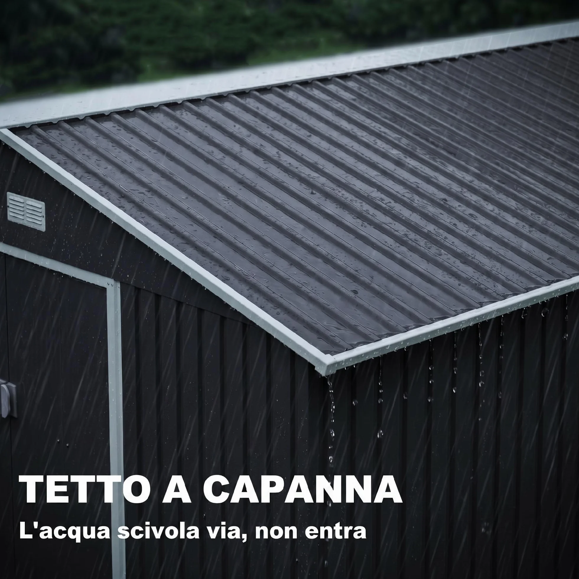Outsunny Casetta da Giardino in Lamiera d'Acciaio 8.3 m² con 2 Porte Scorrevoli 277x322x192 cm Grigio Scuro