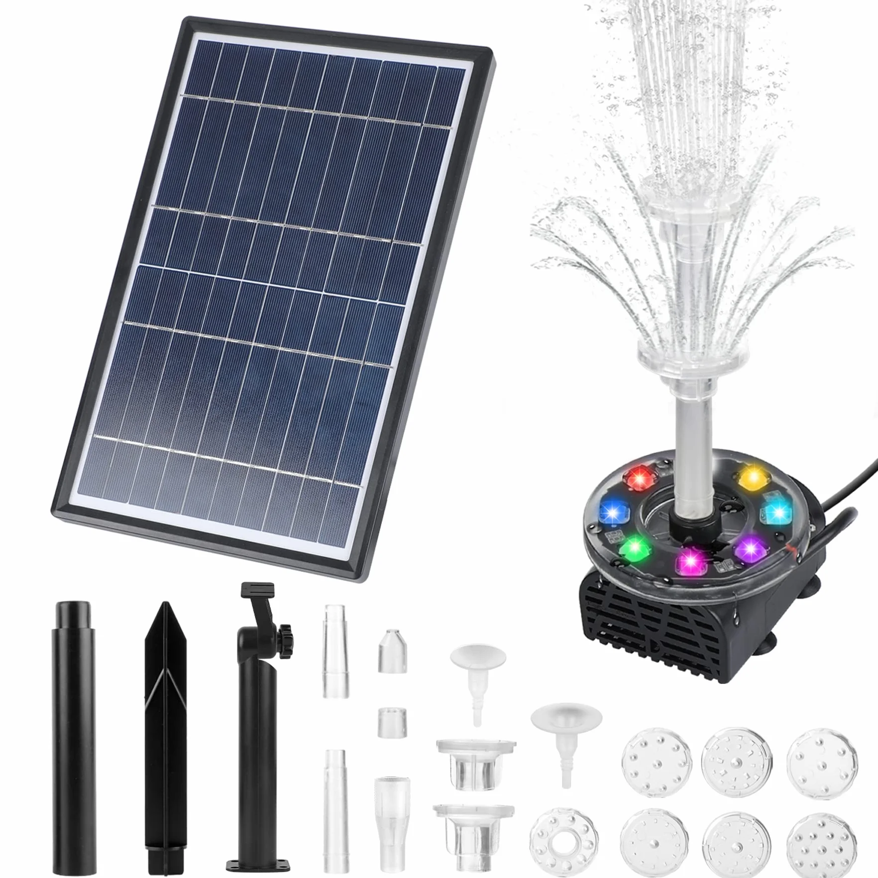 Pompa Solare per Laghetto 7 W, Fontana a LED per Giardino, Piscina, Decorazione dell'Acqua - Altezza 85 cm