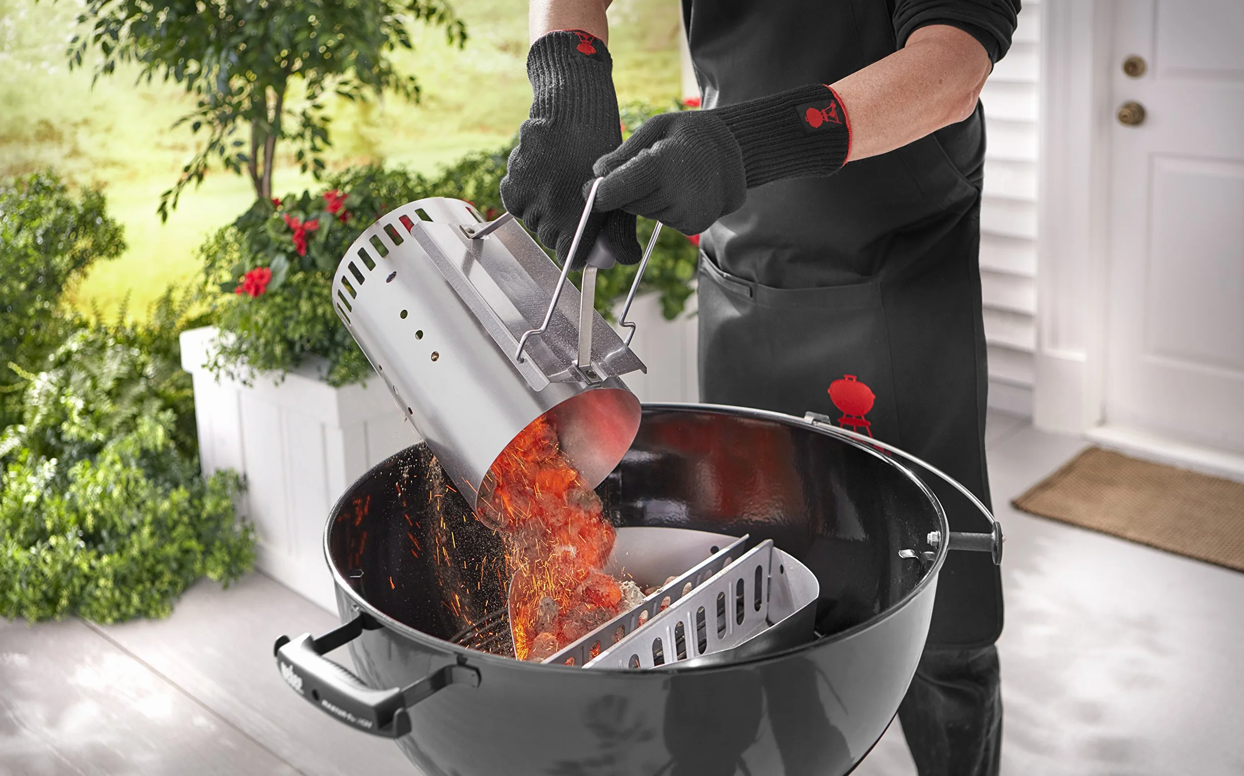 Weber Fireplace Starter Grande 32 cm Altezza 2 Maniglie per Griglie a Carbonella 47 cm