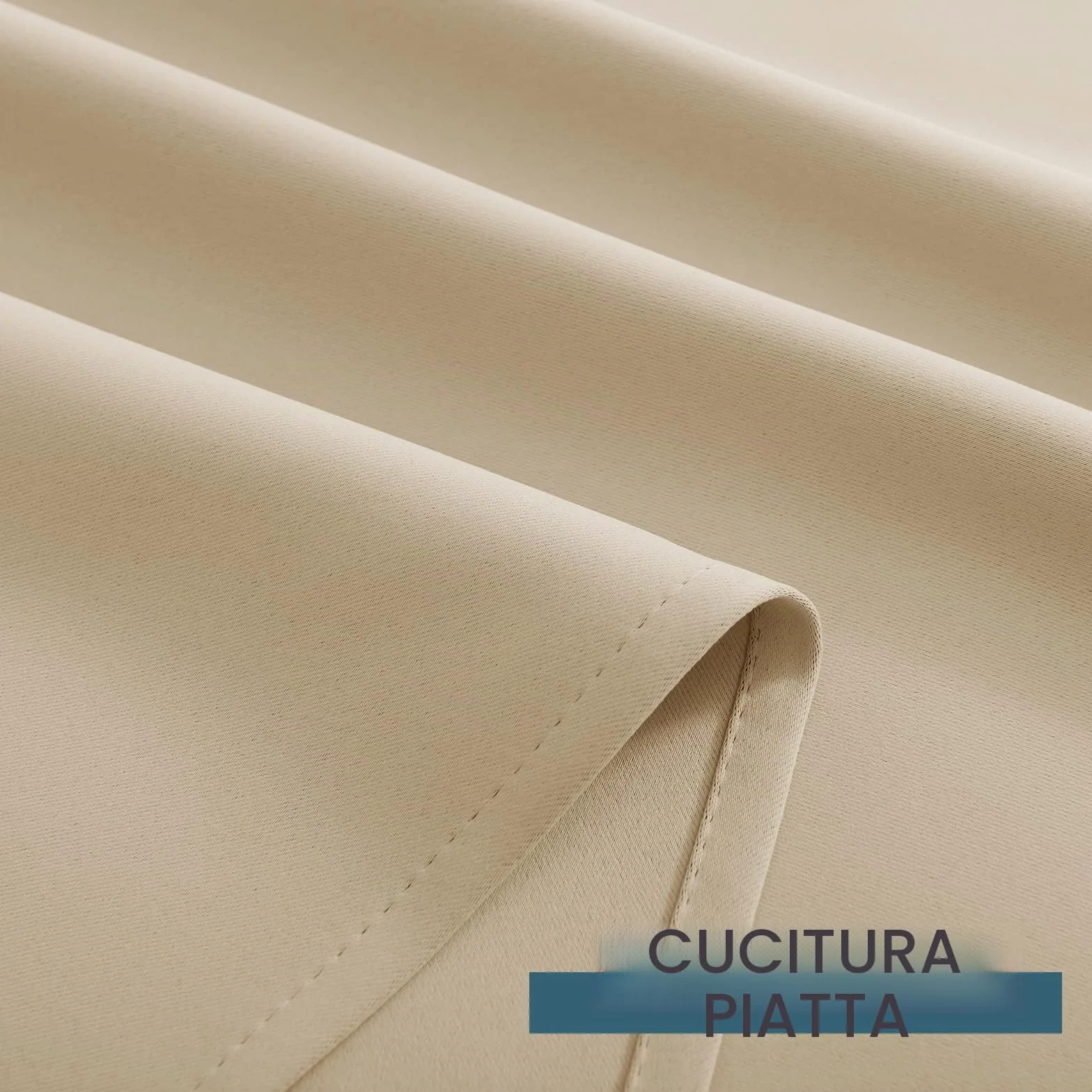 PONY DANCE Anti-UV Tende da Esterno Impermeabili Tende da Sole per Balconi con Anelli 2 Pezzi L132 x A213 CM Blackout Curtains Termiche per Gazebo e Verande, Beige