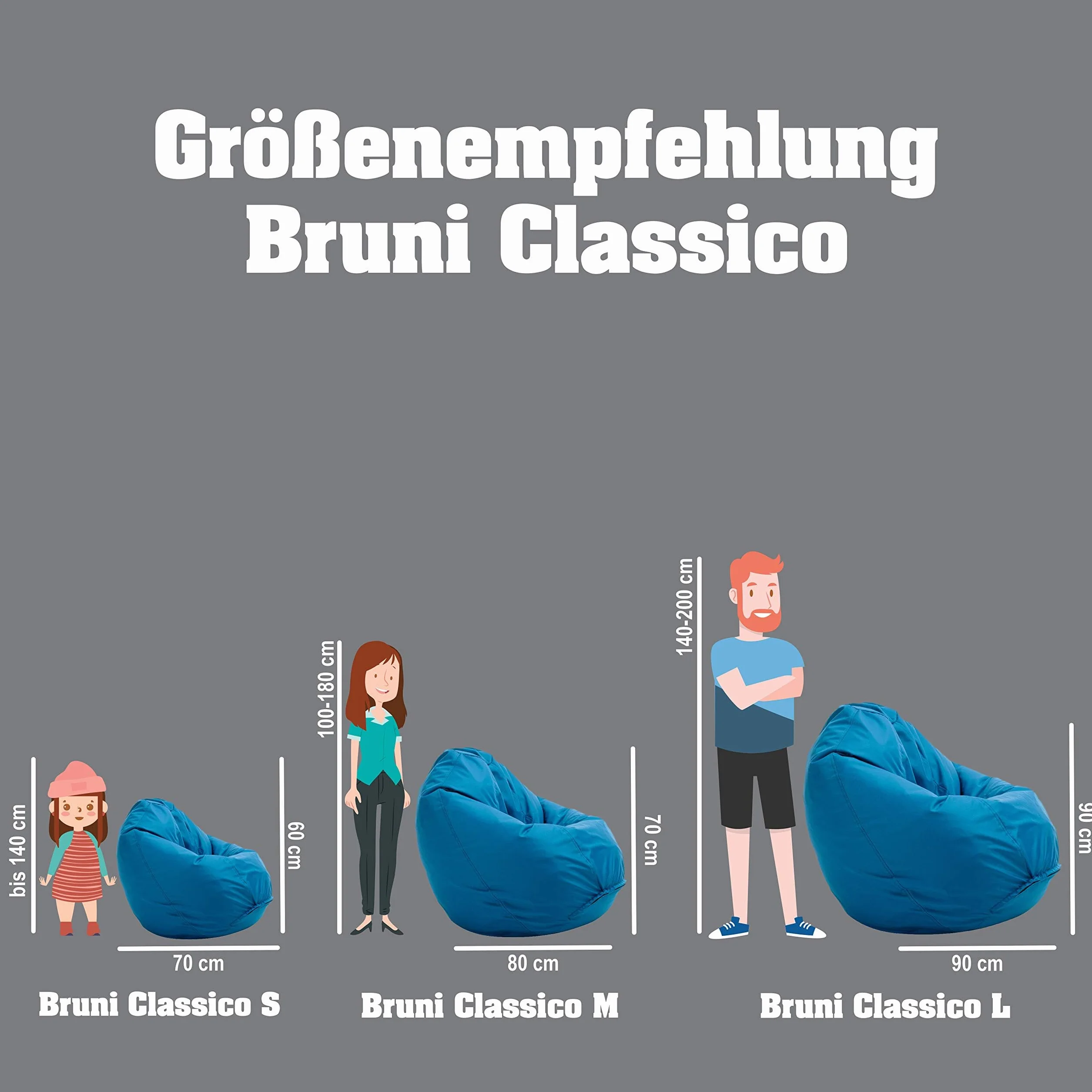 Bruni Classico L Verde – Pouf Sacco XXL, Bean Bag a forma di goccia, fodera lavabile, puff per adulti