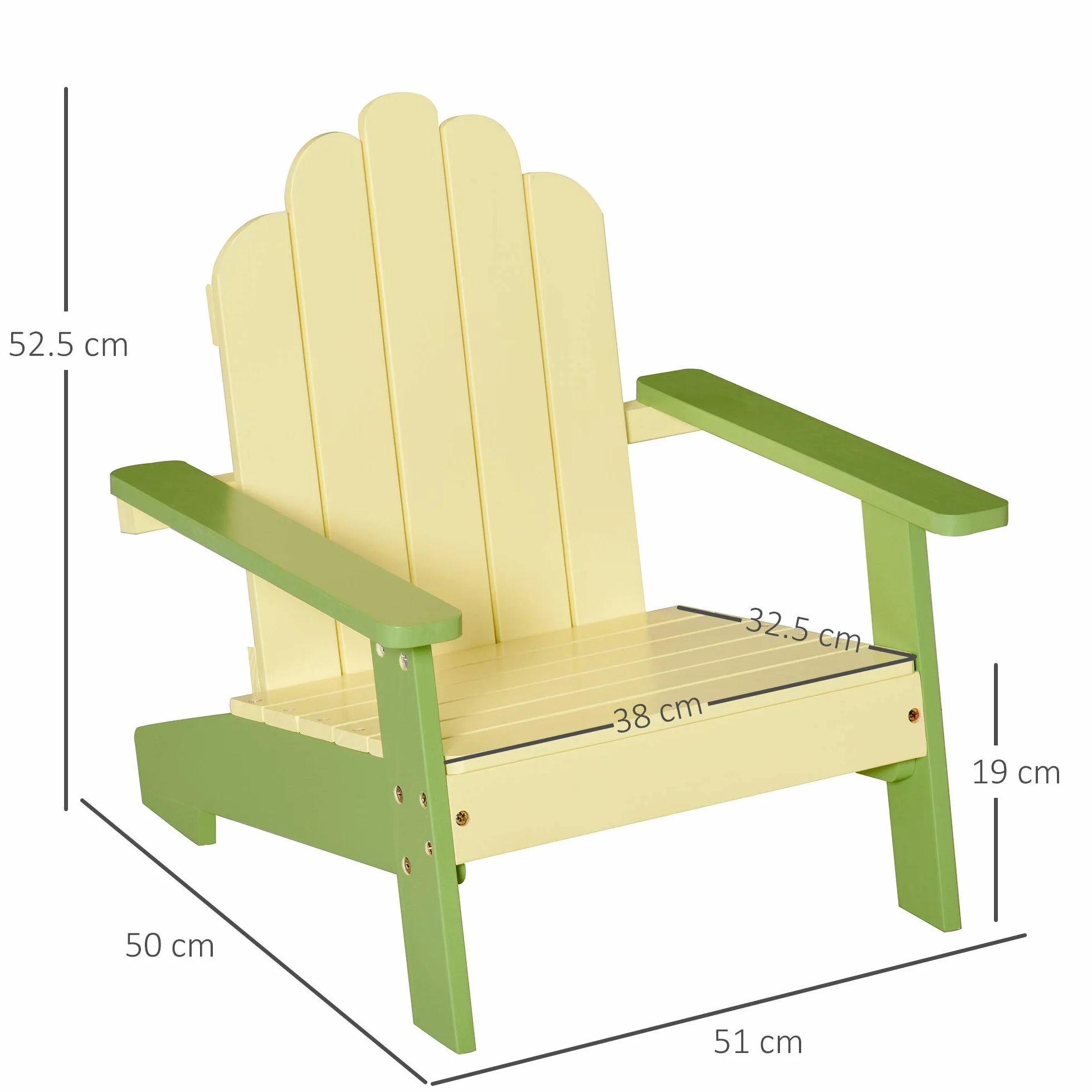 Outsunny Sedia per Bambini da Giardino Adirondack in Legno di Pino Verde