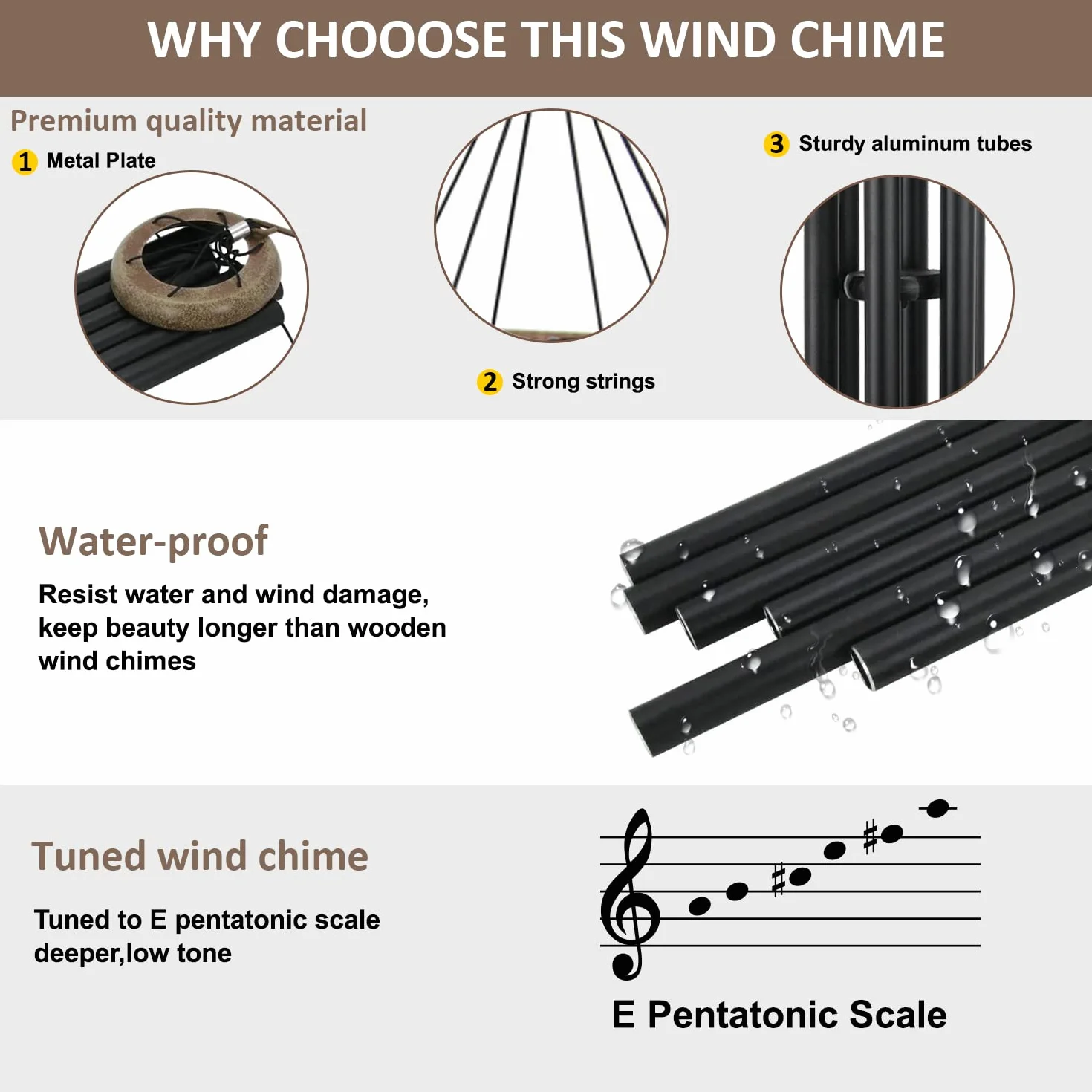 ASTARIN Wind Chimes for Outside Deep Tone,36 Inch Windchime Outdoors，Chimes for Outdoors,Sympathy Wind Chimes Memorial for Mom Dad，All Metal Wind Chime