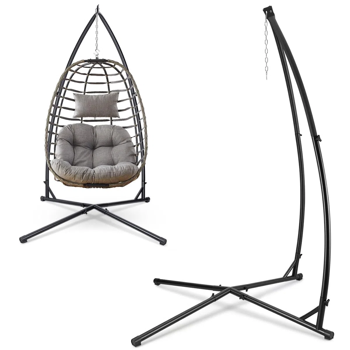 Struttura per poltrona sospesa, in metallo, 150 kg, per poltrona sospesa in interni, camera da letto, giardino, 120 x 120 x 210 cm