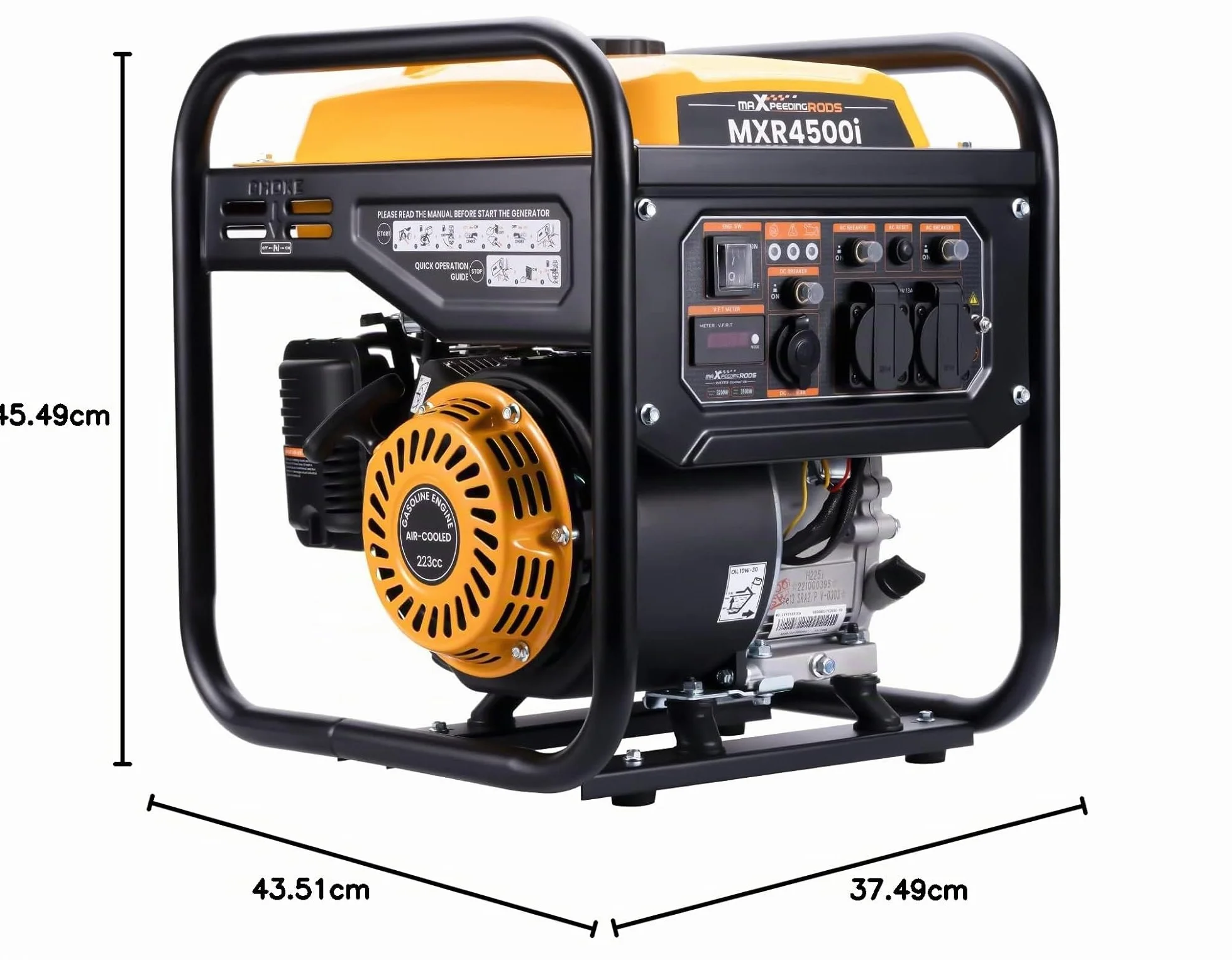 maXpeedingrods Generatore di inverter portatile 3500W Generatore di benzina a onda sinusoidale pura a 4 tempi per campeggio, viaggi, casa o luoghi di lavoro