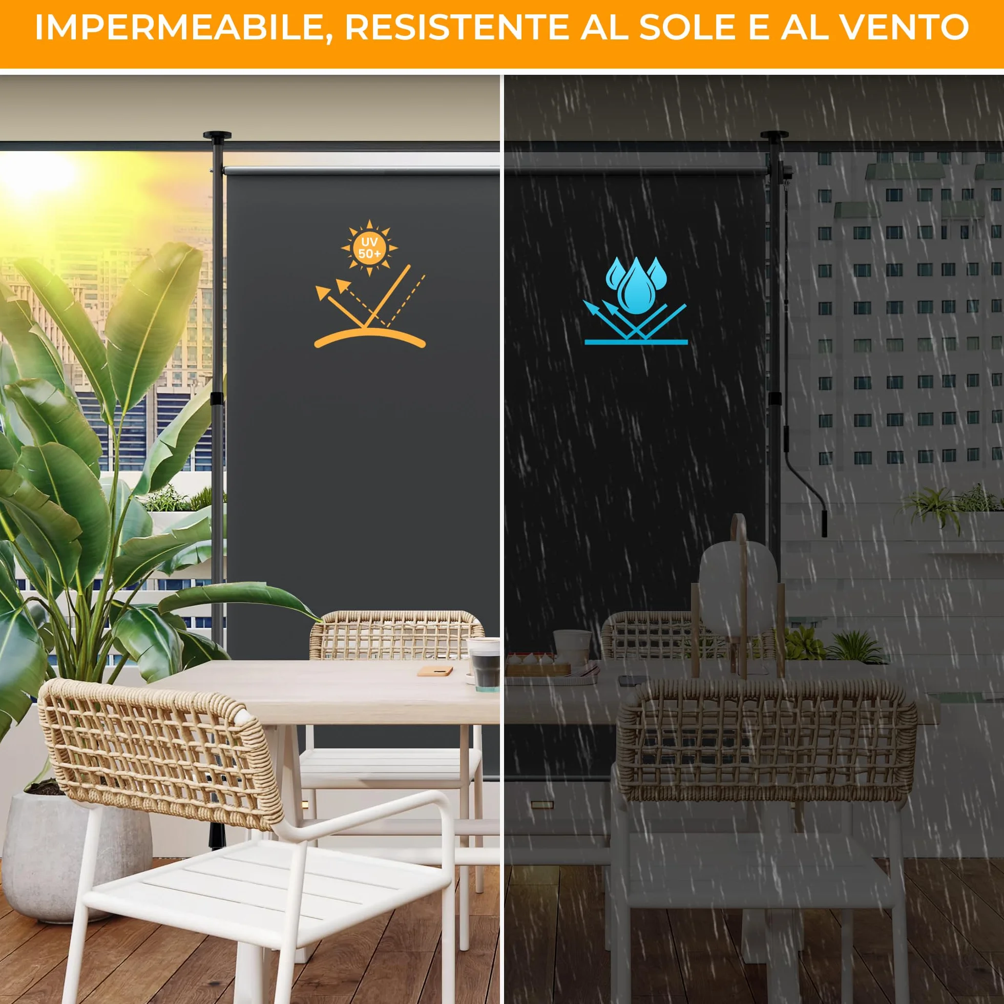 HOMEDEMO Tenda da Sole Verticale Regolabile 200x(220-310) cm Antracite Impermeabile Anti-UV