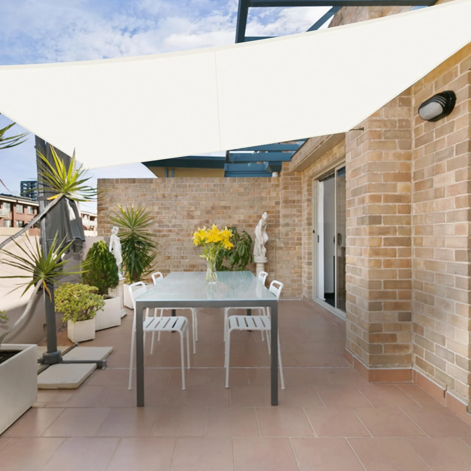 Tenda a Vela Impermeabile Rettangolare 3x4m Vela Ombreggiante Parasole Protezione Raggi UV per Esterno Giardino Beige