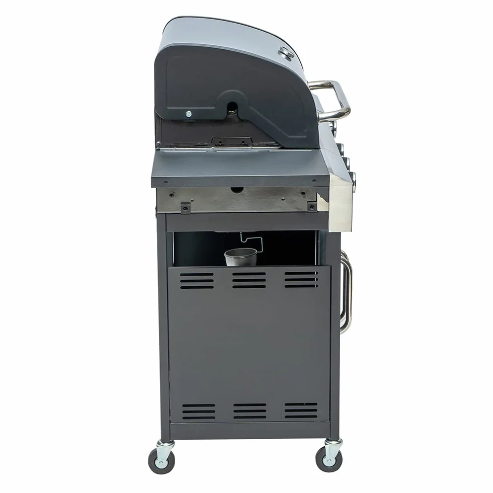 Arsard Barbecue a Gas Professionale XXL 4 Fuochi 13 KW Griglia In Ghisa Acciaio Inox