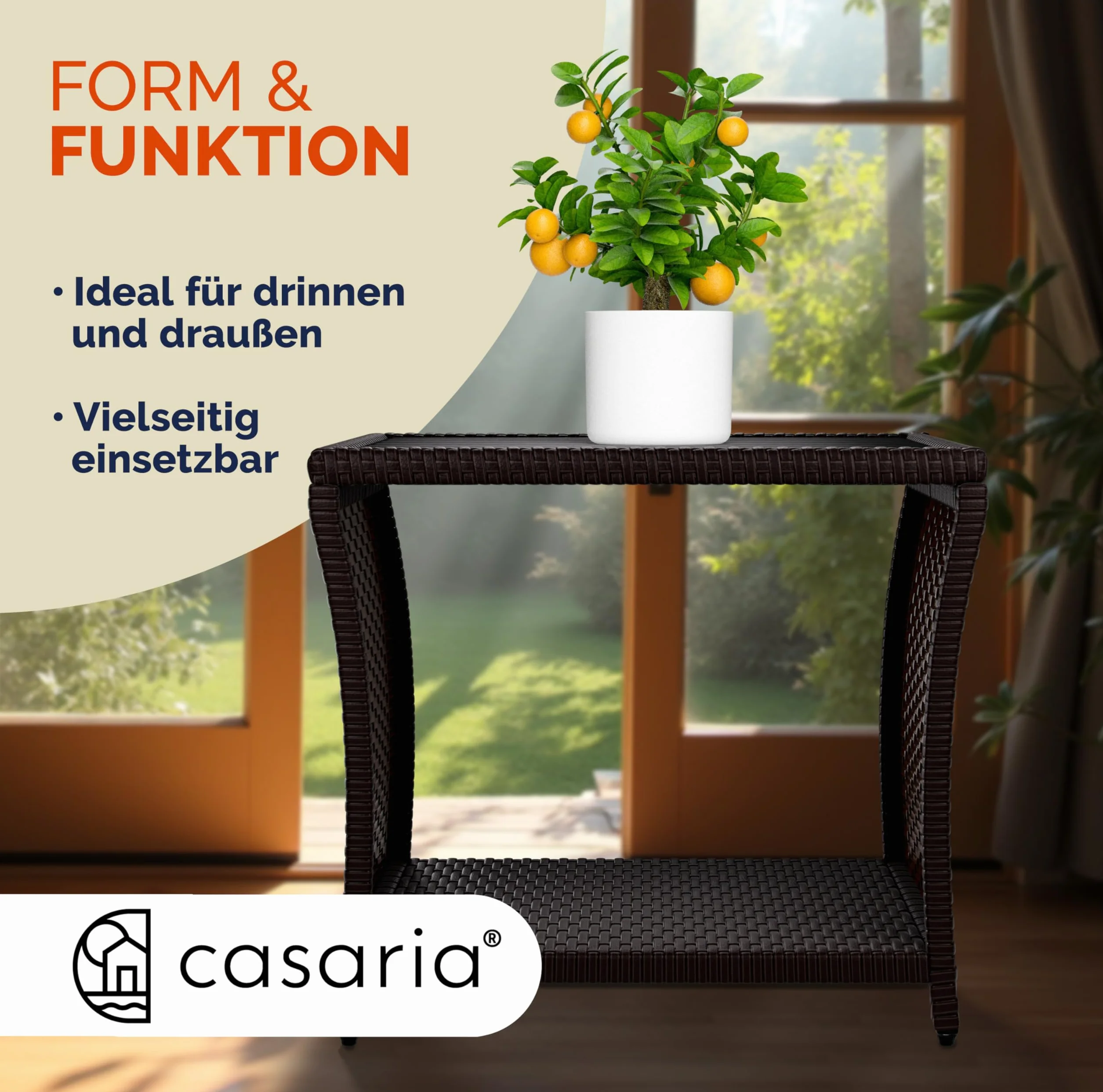 Casaria Tavolino in Polyrattan WPC 45x45x40cm Altezza regolabile Tavolo Basso da Giardino