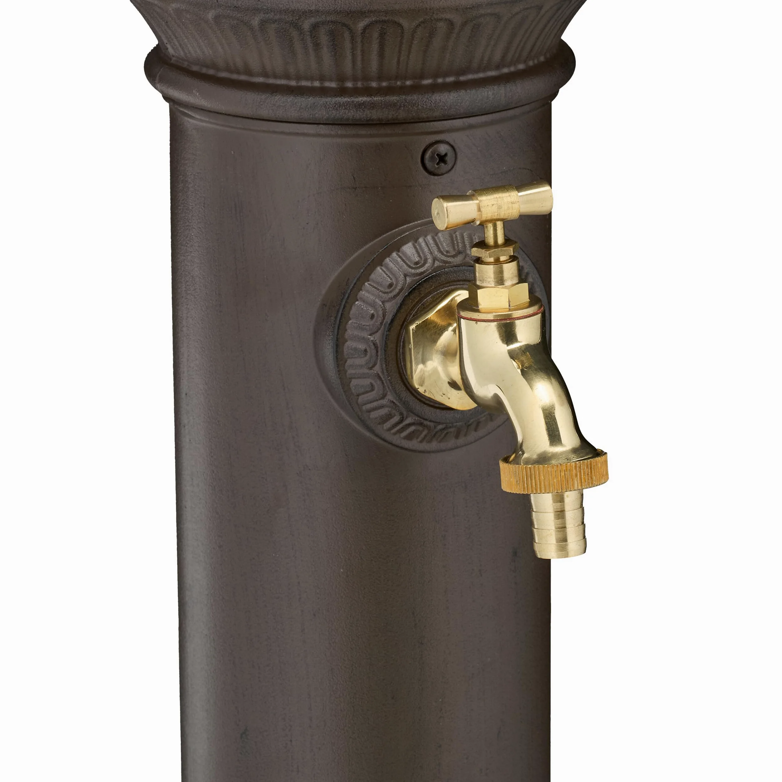 Relaxdays Fontana da Giardino in Stile Antico, Fontanella a Colonna con Rubinetto e Vaschetta, 72x26x31 cm, Marrone
