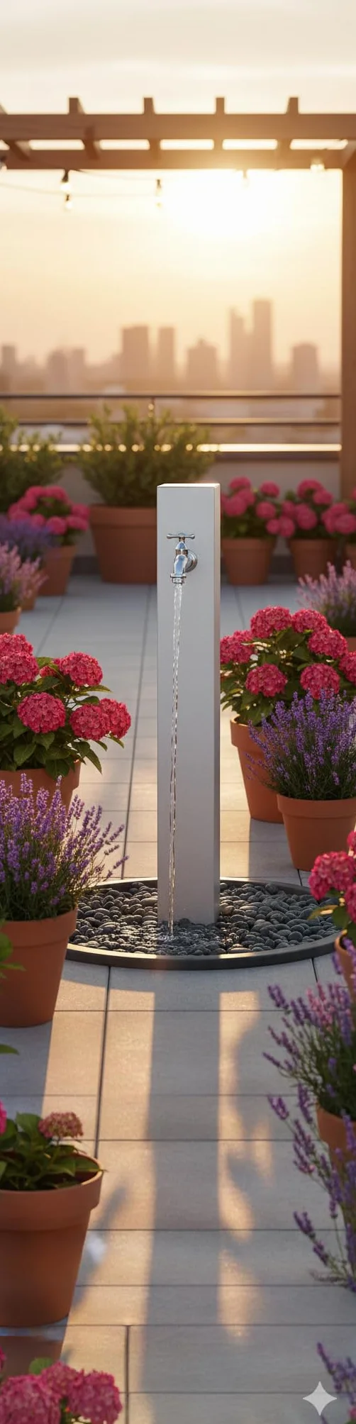 Fontana rettangolare light in metallo completa di impianto e rubinetto BEL-FER modello 42/RE, colore Alluminio