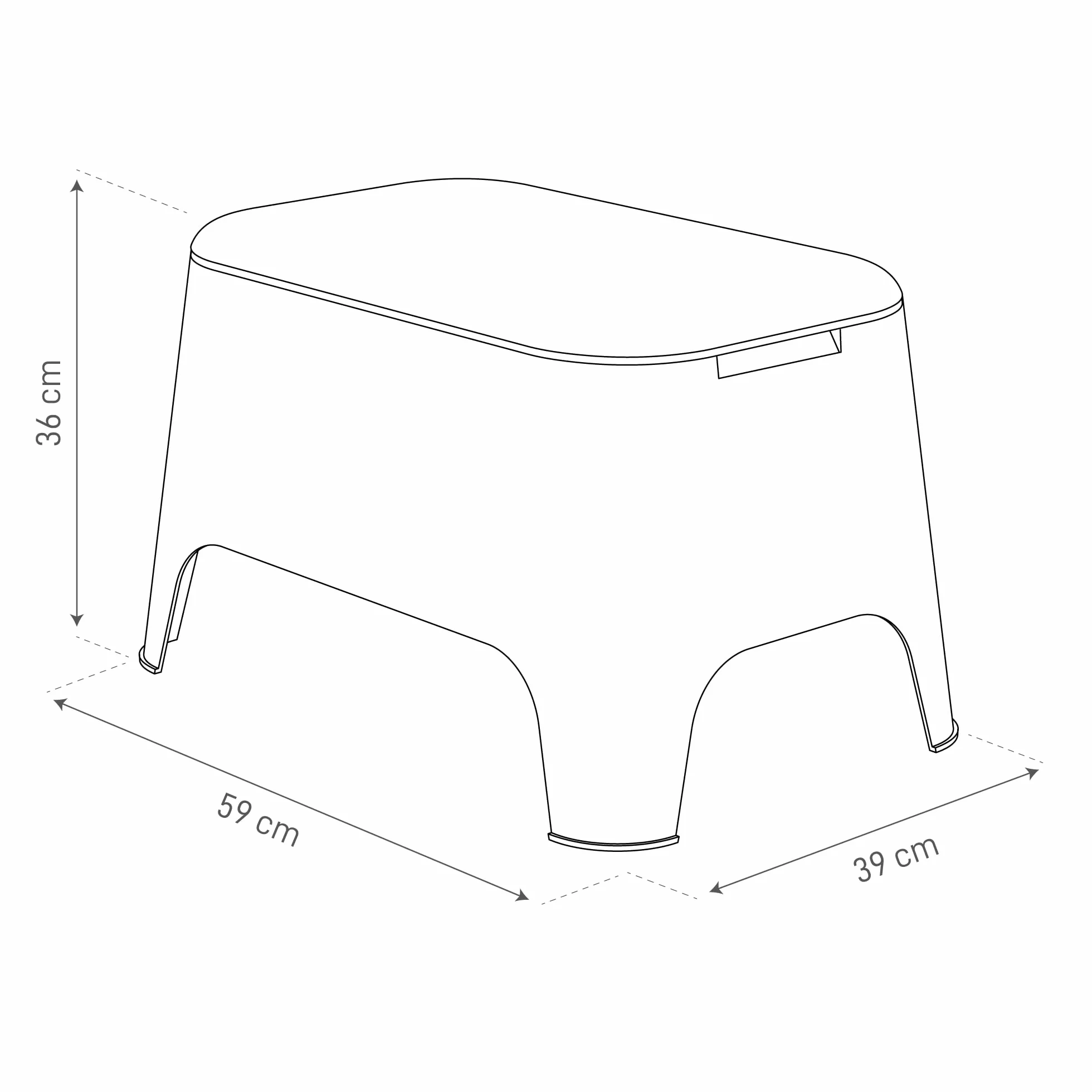 Tavolino Petra bianco 59x39x36 cm moderno con vano portaoggetti 21 litri coperchio rimovibile plastica riciclata uso esterno