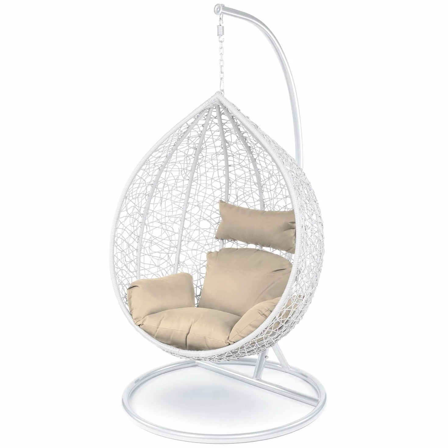 Ferocity Cuscino per sedia amaca, Sedia in Rattan Cuscino, Dondolo Sospesa, Cuscino per sedia con cuscino per la testa di, rivestimento rimovibile, con lacci attaccati, Beige [114]