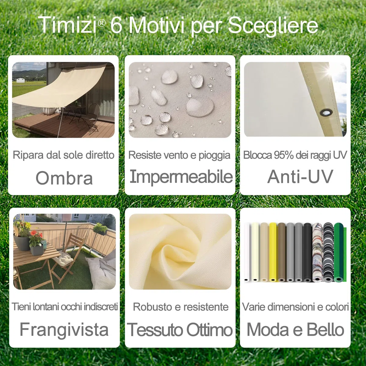 Telo Frangi-Vista Balcone 140x400cm, Telo Frangivento Facile da Installare, Privacy e Ombra - Bianco