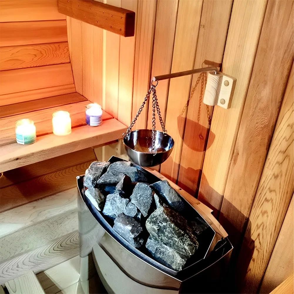 Ciotola per Aroma di Sauna in Acciaio Inossidabile Abete Rosso, Accessori Spa Evaporatore Appeso per Oli Essenziali