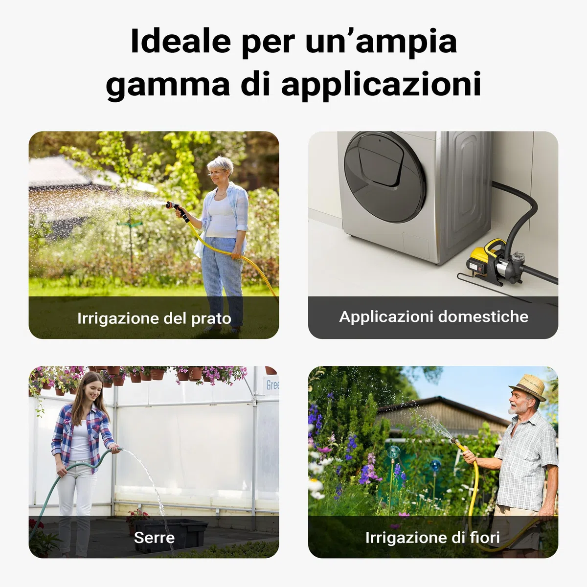 Wiltec Pompa da giardino 1200 W in acciaio inox 3800 l/h altezza mandata 48 m profondità 8 m con prefiltro
