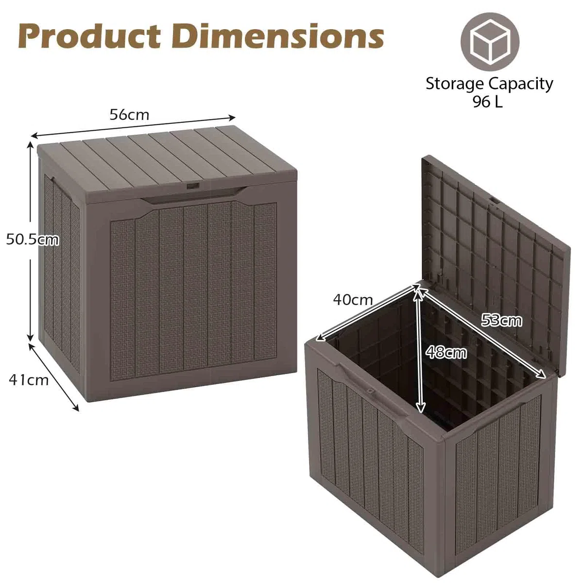 HOMASIS Baule da Esterno Impermeabile 96L Cassapanca Contenitore con Coperchio Rattan Marrone