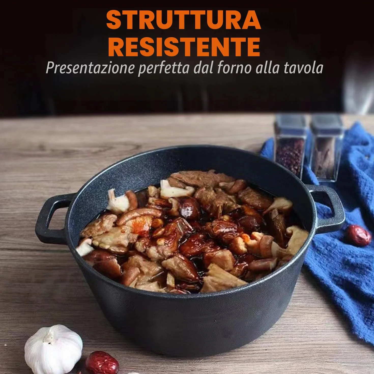 Forno olandese in ghisa da 5 qt (kit per lievito madre con cestello per lievitazione, lame e coperchio - ideale per cuocere il pane) (cucina familiare, friggere, brasare e barbecue)