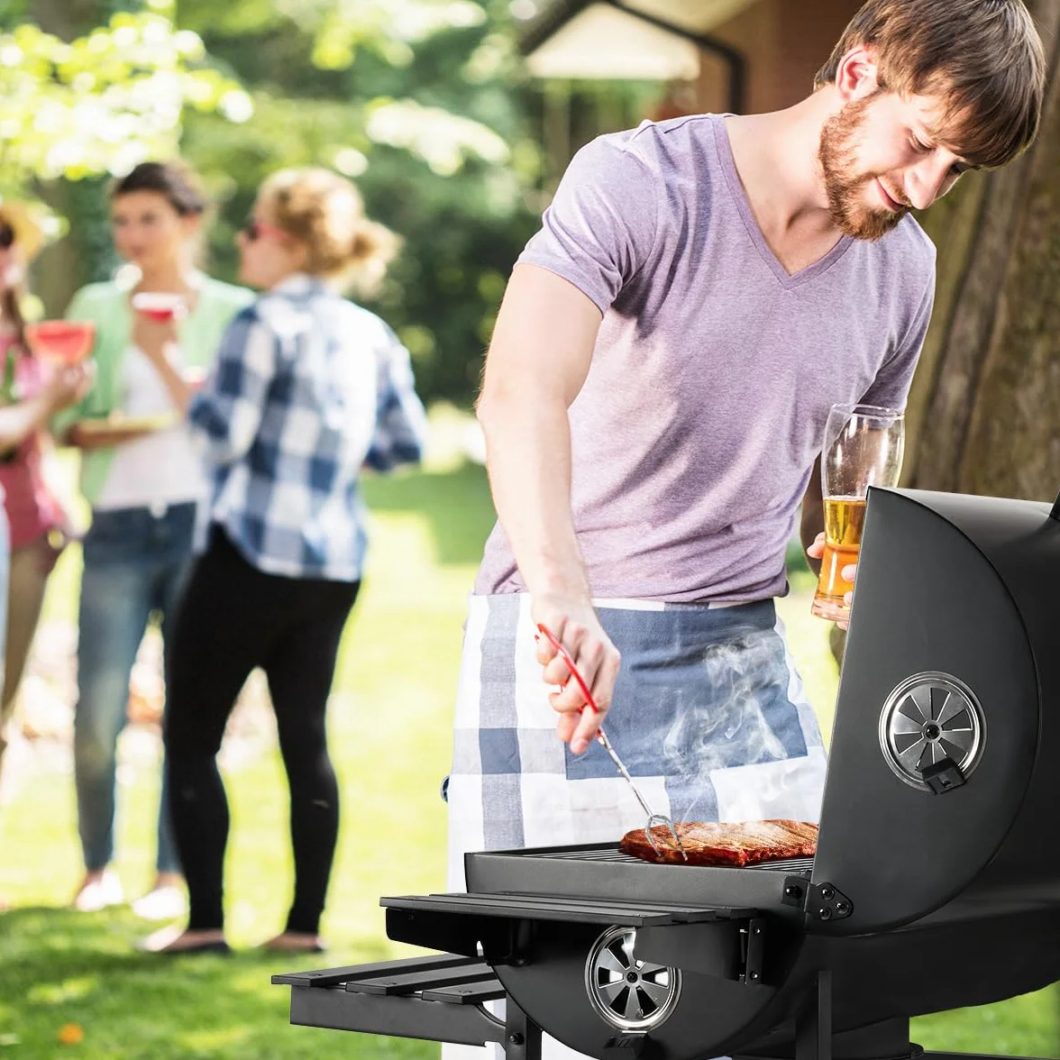 DEWINNER Barbecue a Carbonella con Griglia,girarrosto per pollo rimovibile,guanti antiscottatura e pinza in omaggio,ideale per giardino/terrazza/campeggio (Modello base)
