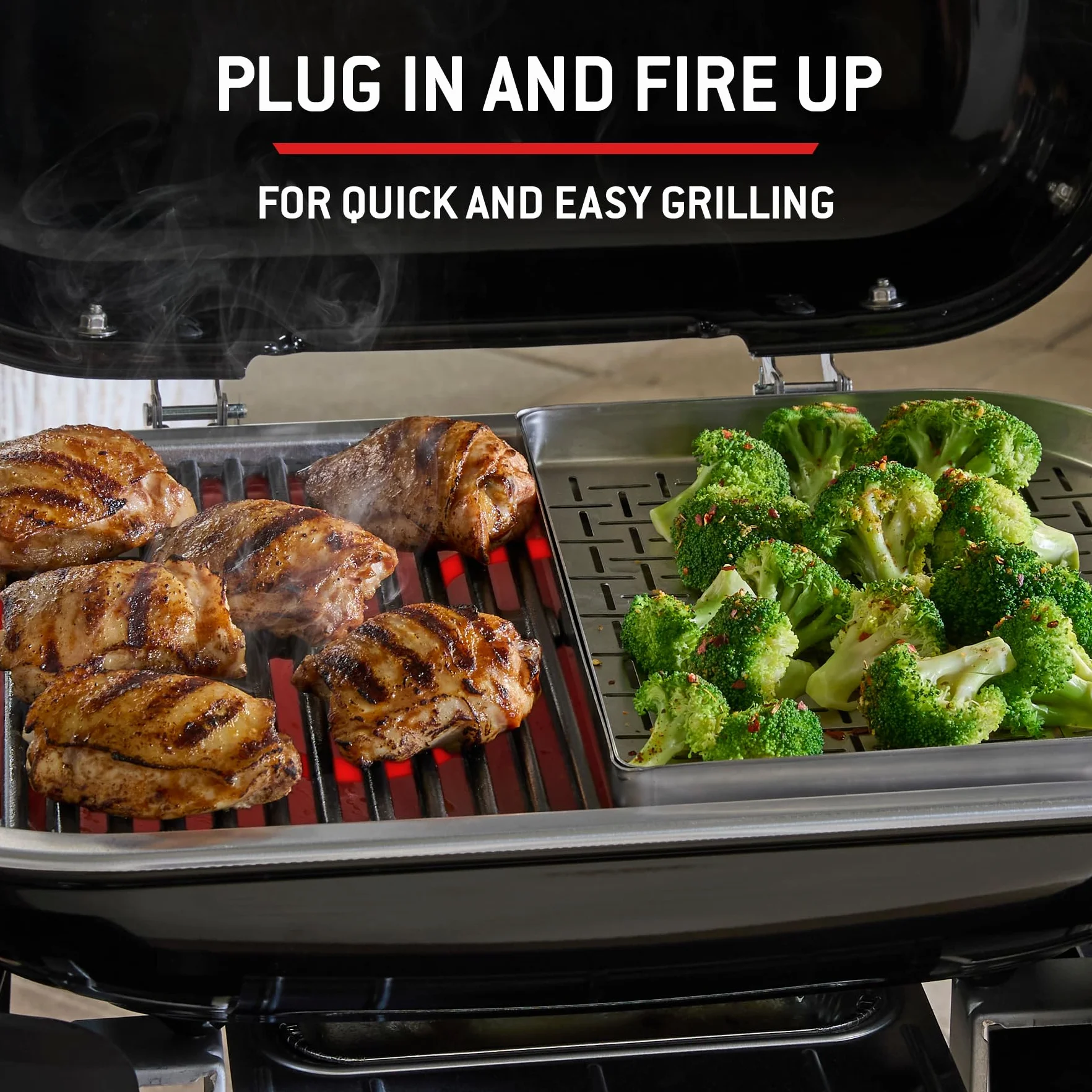 Weber Lumin Compact Barbecue Elettrico Portatile, 315°C, Griglie in Ghisa Smaltata, 43x32 cm, Nero