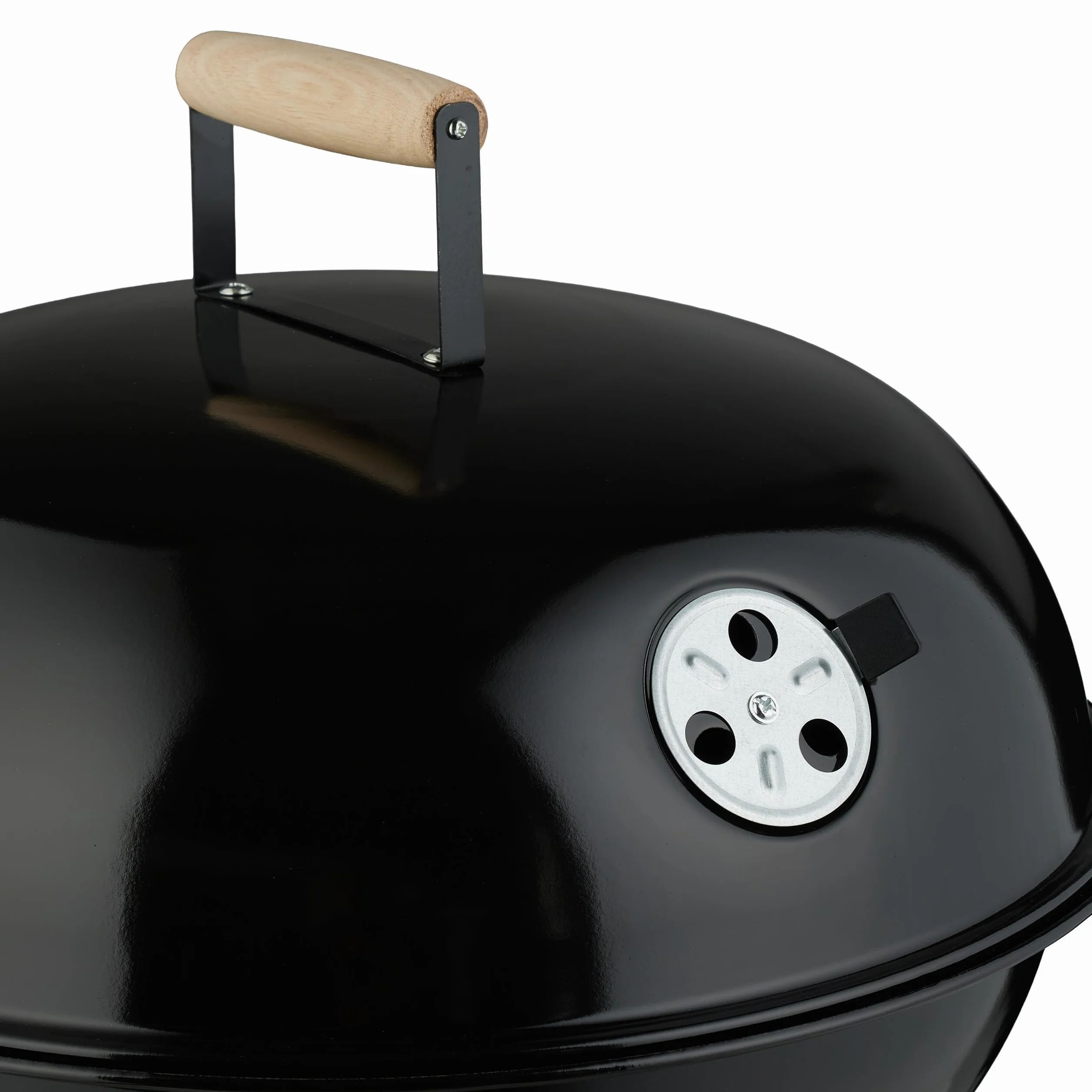 Relaxdays Grill a Carbonella Rotondo Ø 44 cm z Coperchio, 2 Koła, Czarny