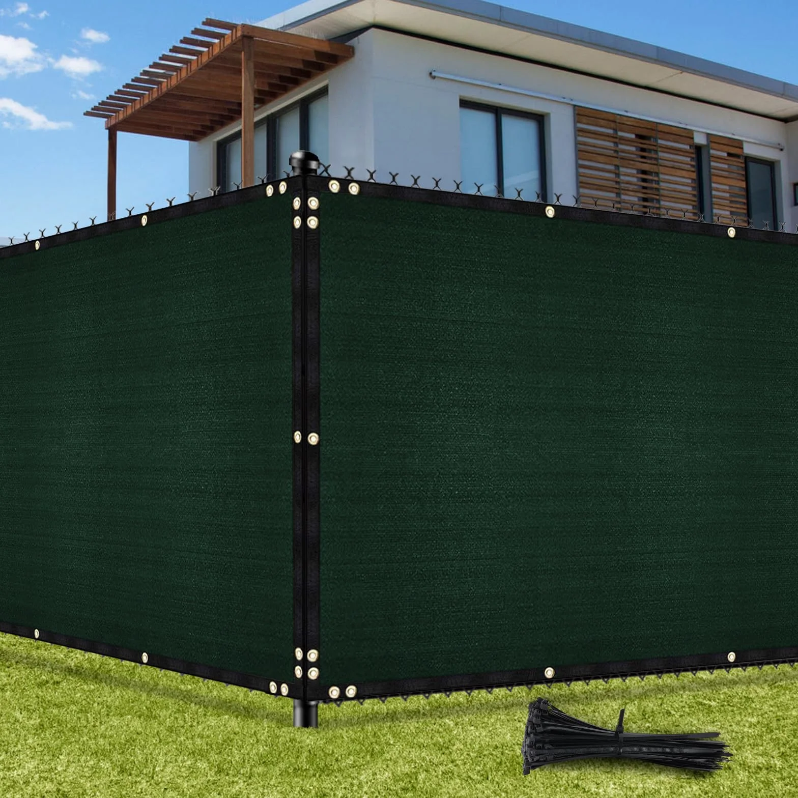 UIRWAY Telo Ombreggiante Sabbia 1,22m x 15,24m Rete Ombreggiante Occhiellato Protezione 90% Blocco Privacy Servizio Pesante HDPE 170g/m² Frangivista per Recinzione Giardino Terrazzo (Verde)