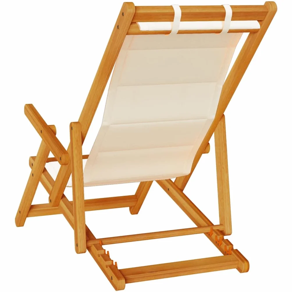 vidaXL Sedia da Spiaggia Pieghevole Braccioli Legno Acacia&Textilene, sedia da spiaggia pieghevole, sedia a sdraio, sedia da spiaggia in legno
