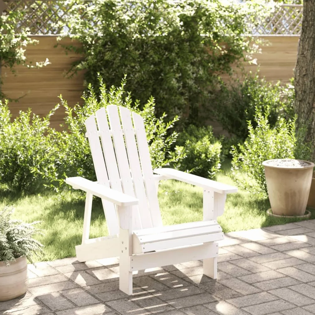 VidaXL Sedia Adirondack Bianca 69x85x90,5 cm in Legno Massello di Abete - Da Giardino, Esterno e Patio