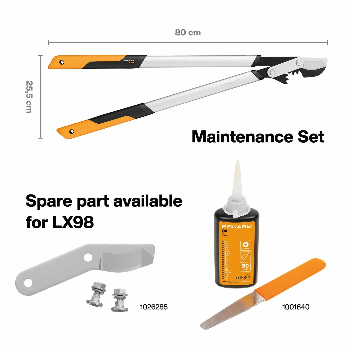 Fiskars PowerGear X Troncarami Bypass, 5 cm Ø di taglio, 80 cm, Acciaio antiaderente, Nero/Arancione