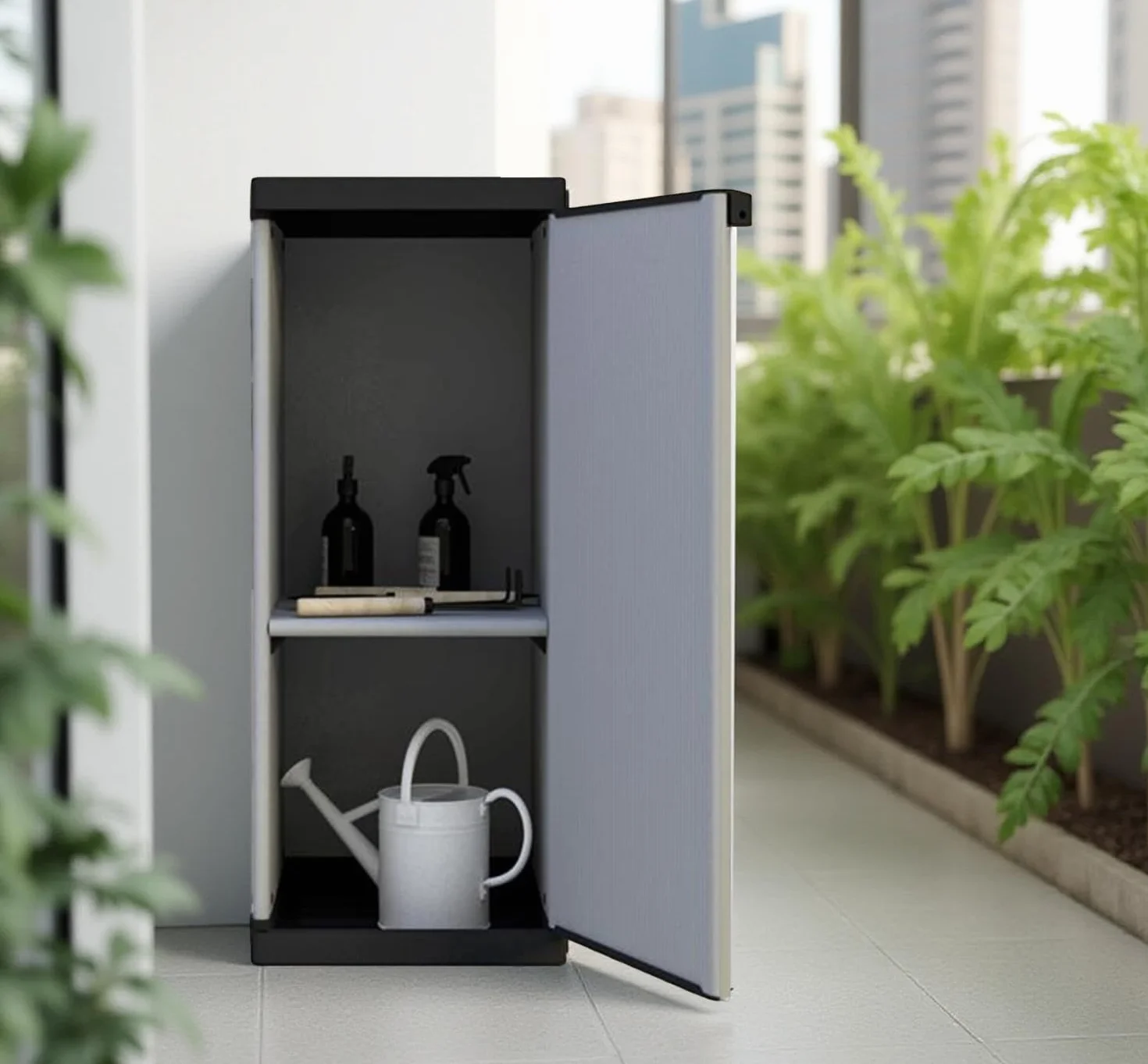 BuyStar Armadio 1 Anta da Esterno 34x40x85h cm, 1 Ripiano Regolabile Interno e Maniglia - Sistema a Incastro, Senza Viti, Idrorepellente, Robusto, Garage, Terrazzo, Officina - Made in Italy