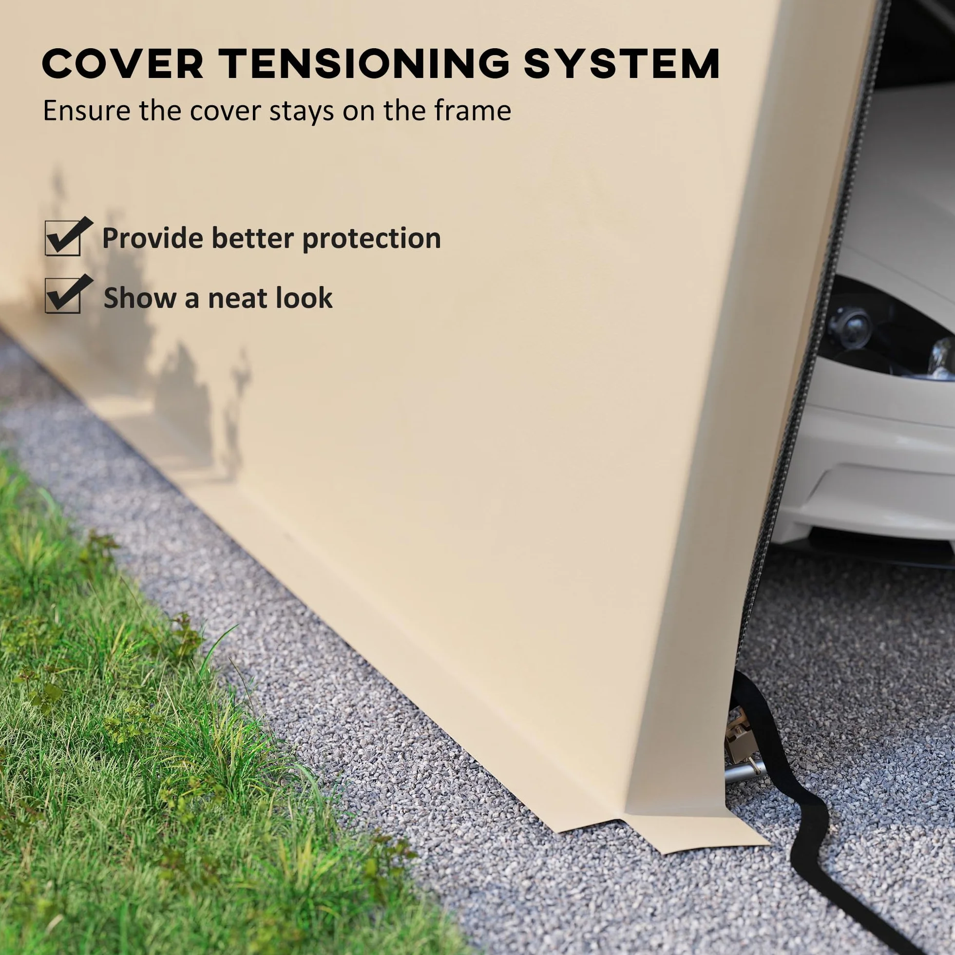 Outsunny Tente garage carport 6,2L x 3,3l x 2,4H m acciaio zincato PE 150 g/m² impermeabile anti-UV