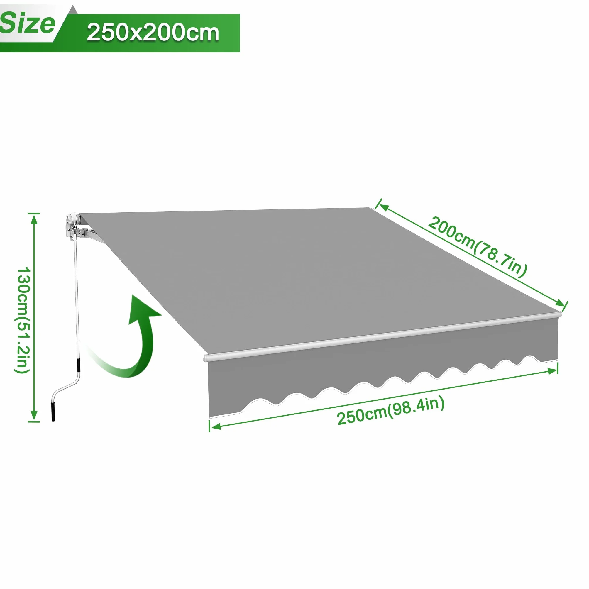 Tenda da sole per balcone 250 x 200 cm grigio chiaro